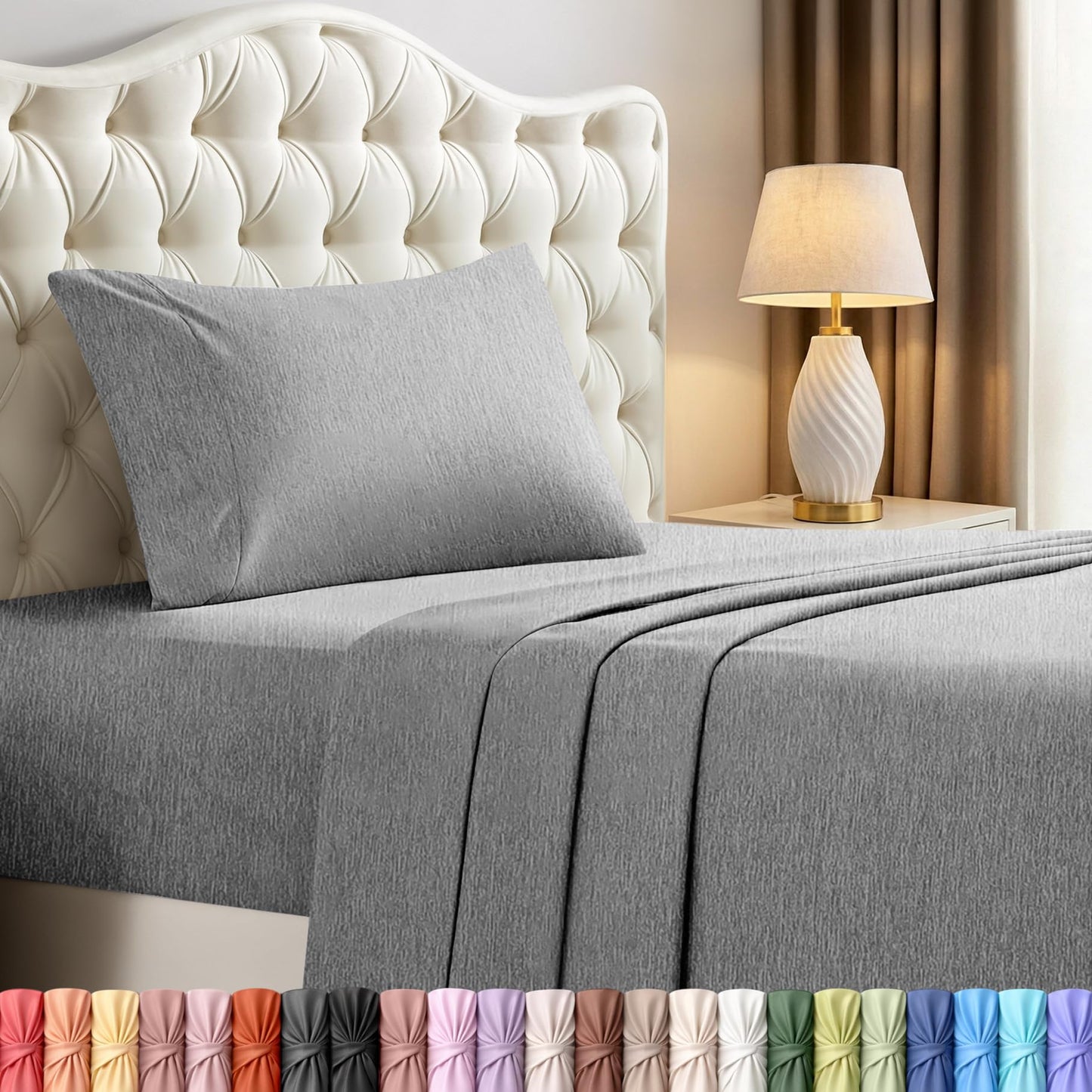 Utopia Bedding Twin Sheet Set – 3 Piece Bed Sheets for Twin Size Bed, Soft and Breathable Microfiber, Includes 1 Fitted Sheet, 1 Flat Sheet and 1 Pillowcase – Oeko Tex (Heather Grey)