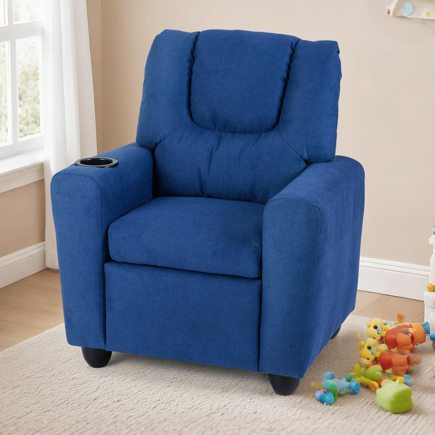Costzon Kids Recliner Chair with Cup Holder, Toddler Adjustable Lounge Chair w/Footrest for Boys Girls Room, Ergonomic Baby Child Furniture Sofa for Age 3+ Gifts, Kids Mini Recliner up to 150 lbs