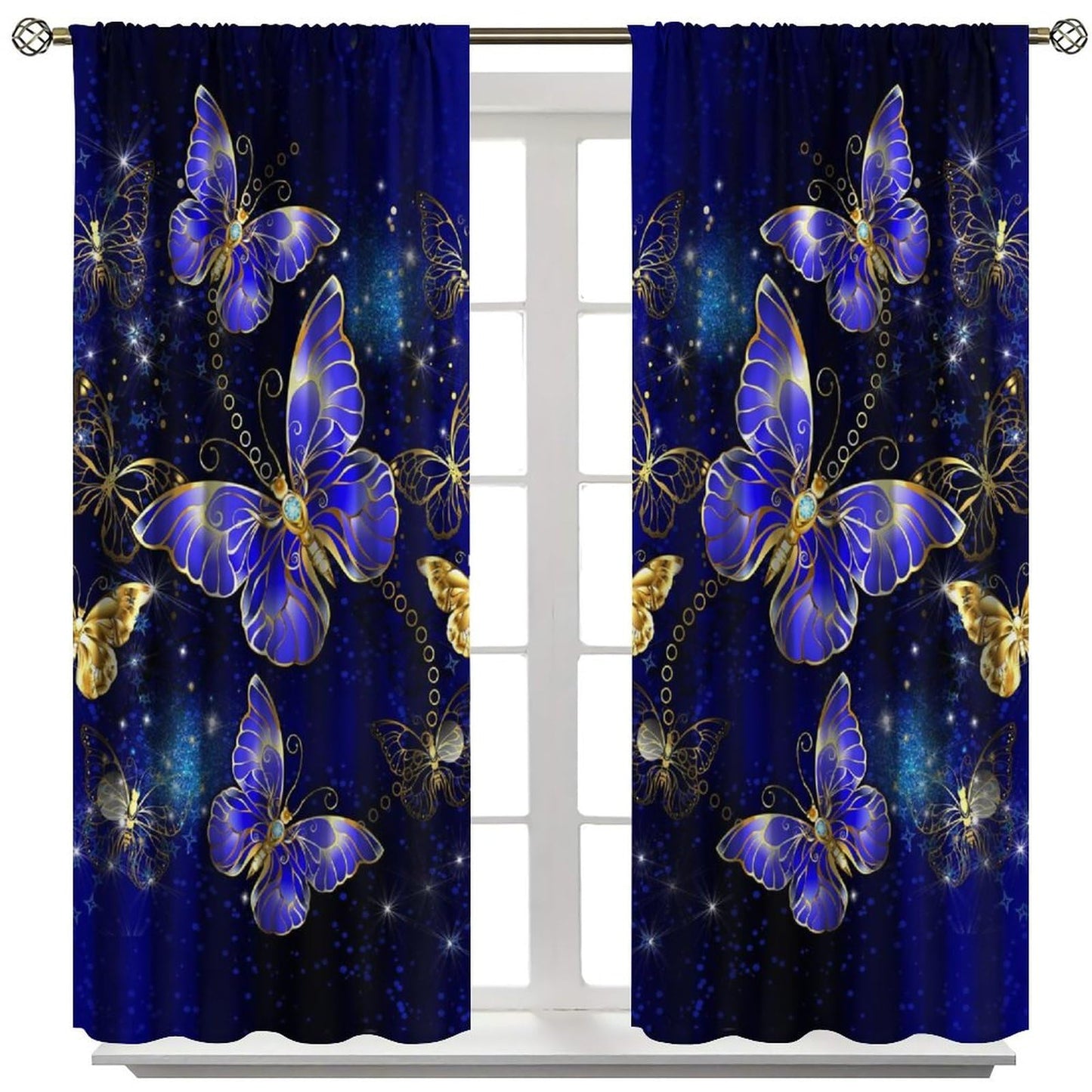 Yearn Jear Golden Butterfly Curtains,Modern Abstract Style DecorWindow Door Curtains for Kids Girls Bedroom Living Room Home Decor W42xL45in Decor