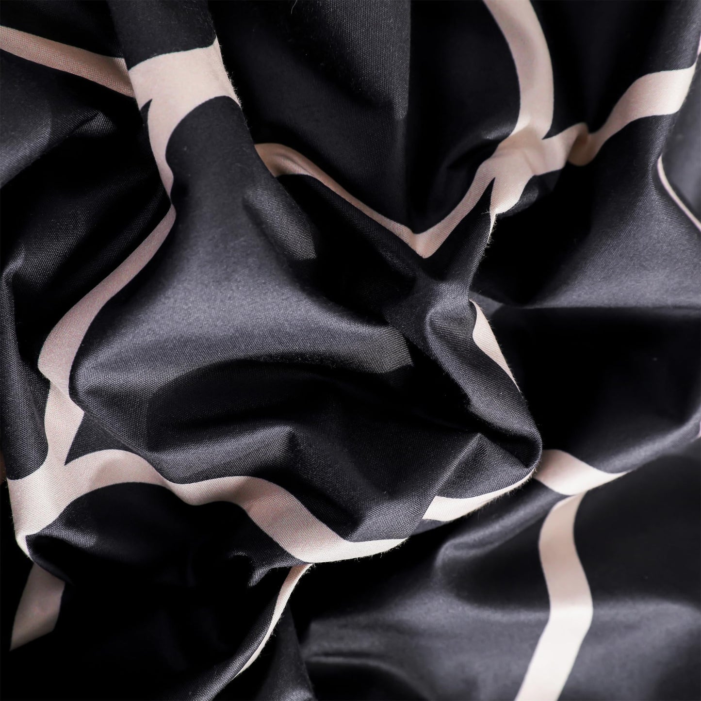 organictune Duvet Cover Twin Size, Curve Pattern Duvet Cover Set with Zipper Closure, 2 Pieces Black and White Bedding Set with Corner Ties and Pillow Shams