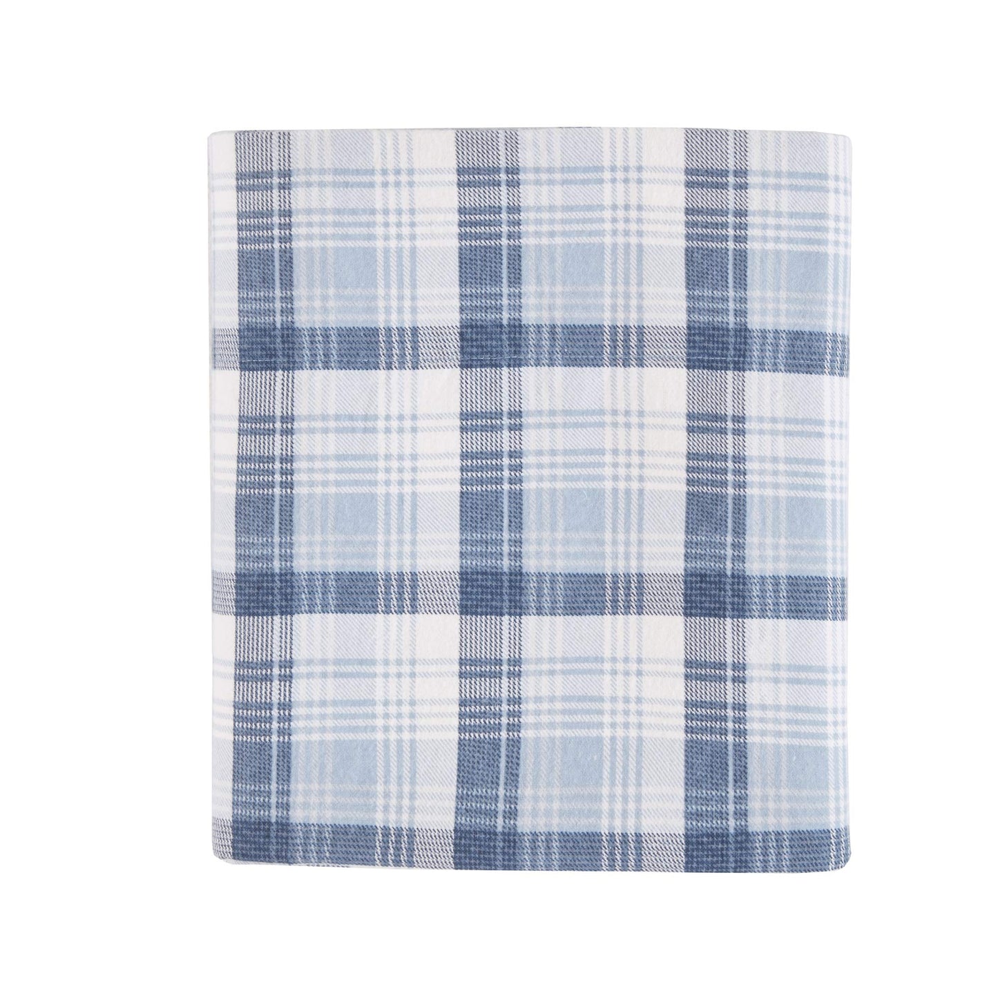 Woolrich Cotton Sheet Set Cottage Charms Print, 100% Cotton Flannel Sheets Warm & Fuzzy Bedding Set Queen Size Sheets, Fitted Pocket Fits Up to 14" Mattress, Queen Blue Plaid, 4 Piece
