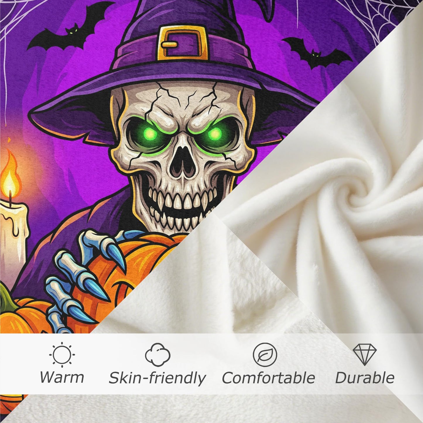 GEDAEUBA Halloween Throw Blanket for Couch - Scary Skeleton Pumpkin Bat Spider Web Fleece Blanket King Size, Soft Cozy Blankets & Throws for Couch, Bed, and Sofa, 90x108 inches