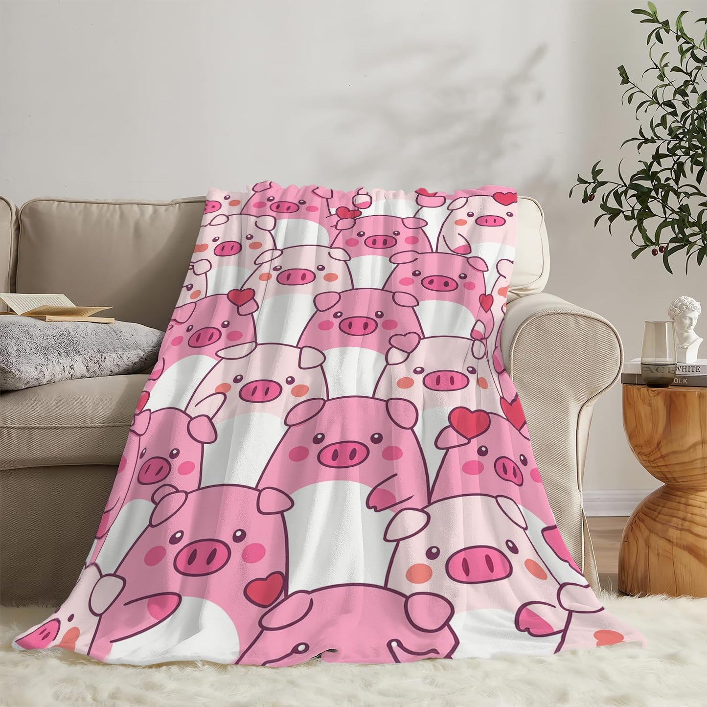 Pig Blanket Cute Pig Throw Blanket Soft Warm Cozy Fleece Fuzzy Plush Flannel Blankets Gifts for Girls Women Boys Kids Adults 40"X50"