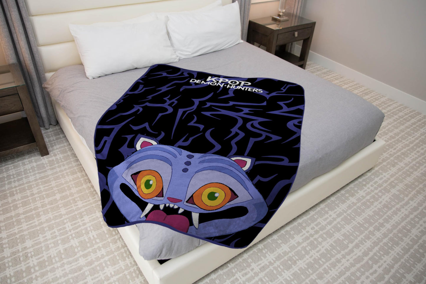 Jay Franco Kids Plush Throw Blanket – Ultra Soft Cozy Plush Fleece for Bed, Couch, Sofa, Home Décor, Official Licensed Derpy, Black - Kpop Demon Hunters, 46x60 - Throw Blanket