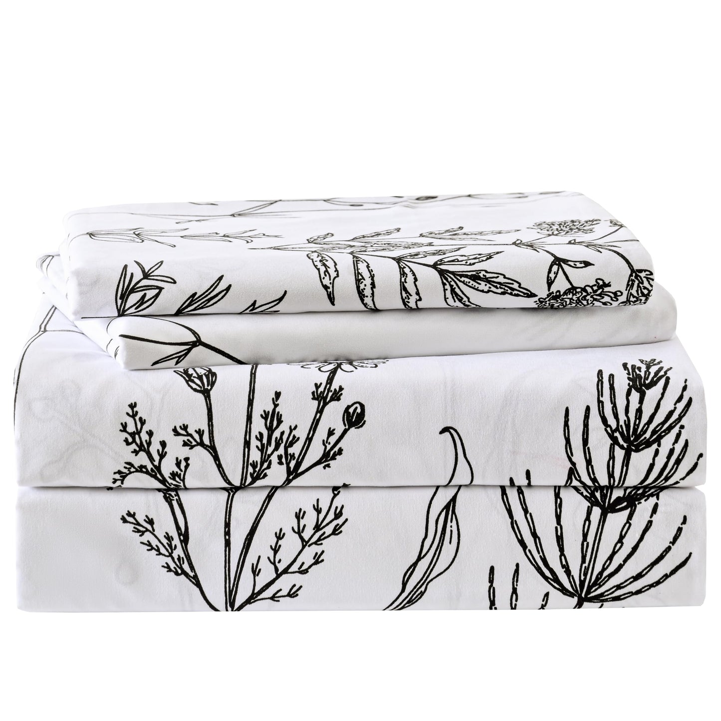 Yibeizi Floral Printed Sheet Set Queen, Boho Botanical Rustic Pattern Bed Sheets Microfiber Bedding Sheets & Pillowcases Soft 15" Extra Deep Pocket Fitted Bedsheet 4 Piece