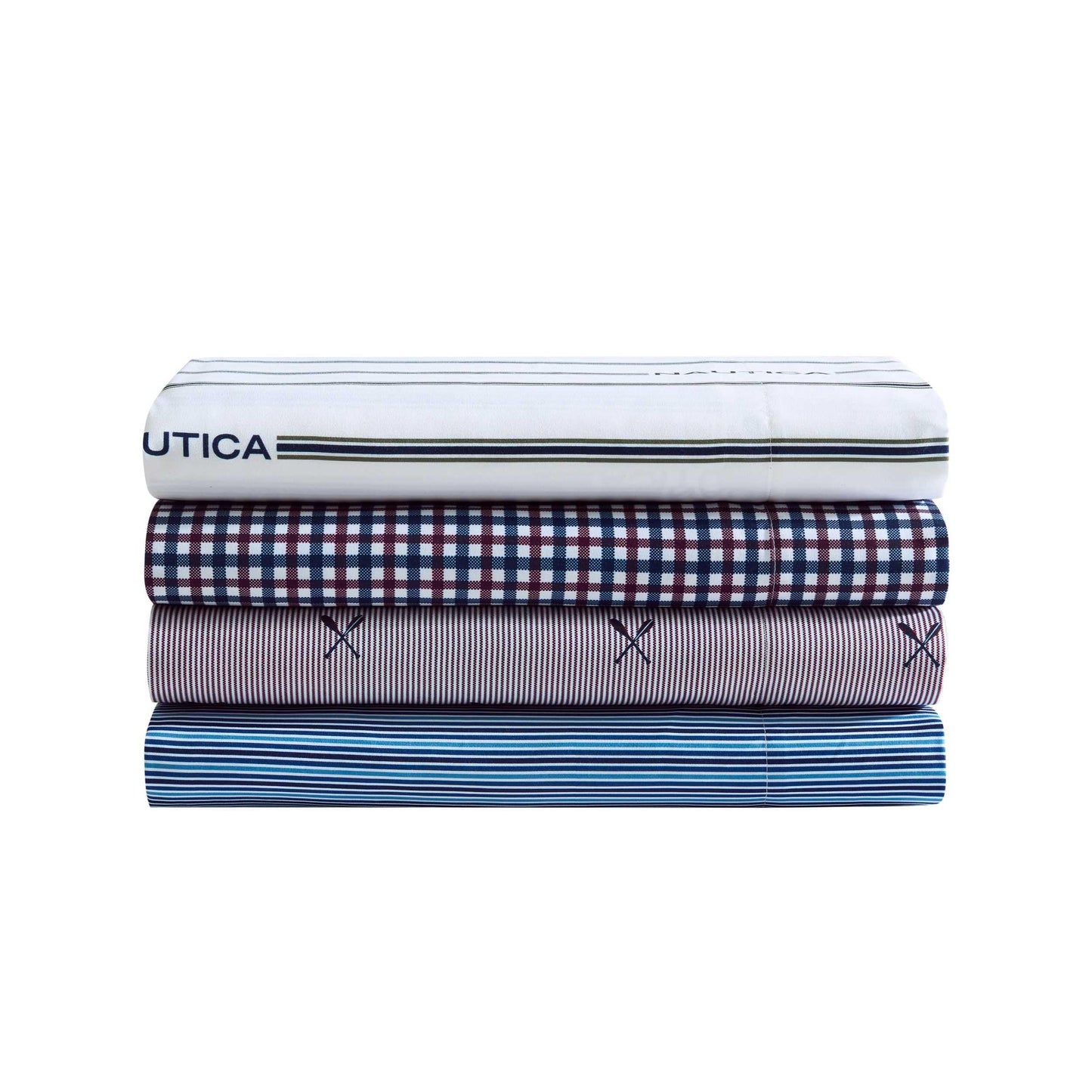 Nautica - Twin Size Sheet Set, Microfiber Bedding with Deep Pocket Fitted Sheet, Bed Sheets with Matching Pillowcase, Heritage Plaid Blue