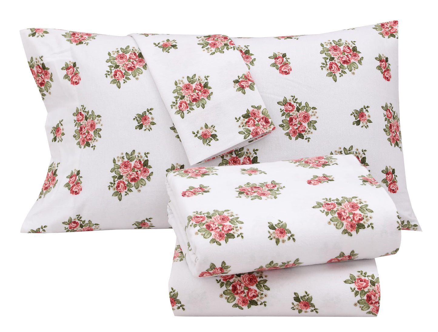 RUVANTI Flannel Sheets Queen Size - 100% Cotton Double Brushed Bed Sheets, Deep Pockets 16 Inches Queen Sheet Set, All Seasons Breathable & Extra Soft - Warm & Cozy, 4 Piece, Bali