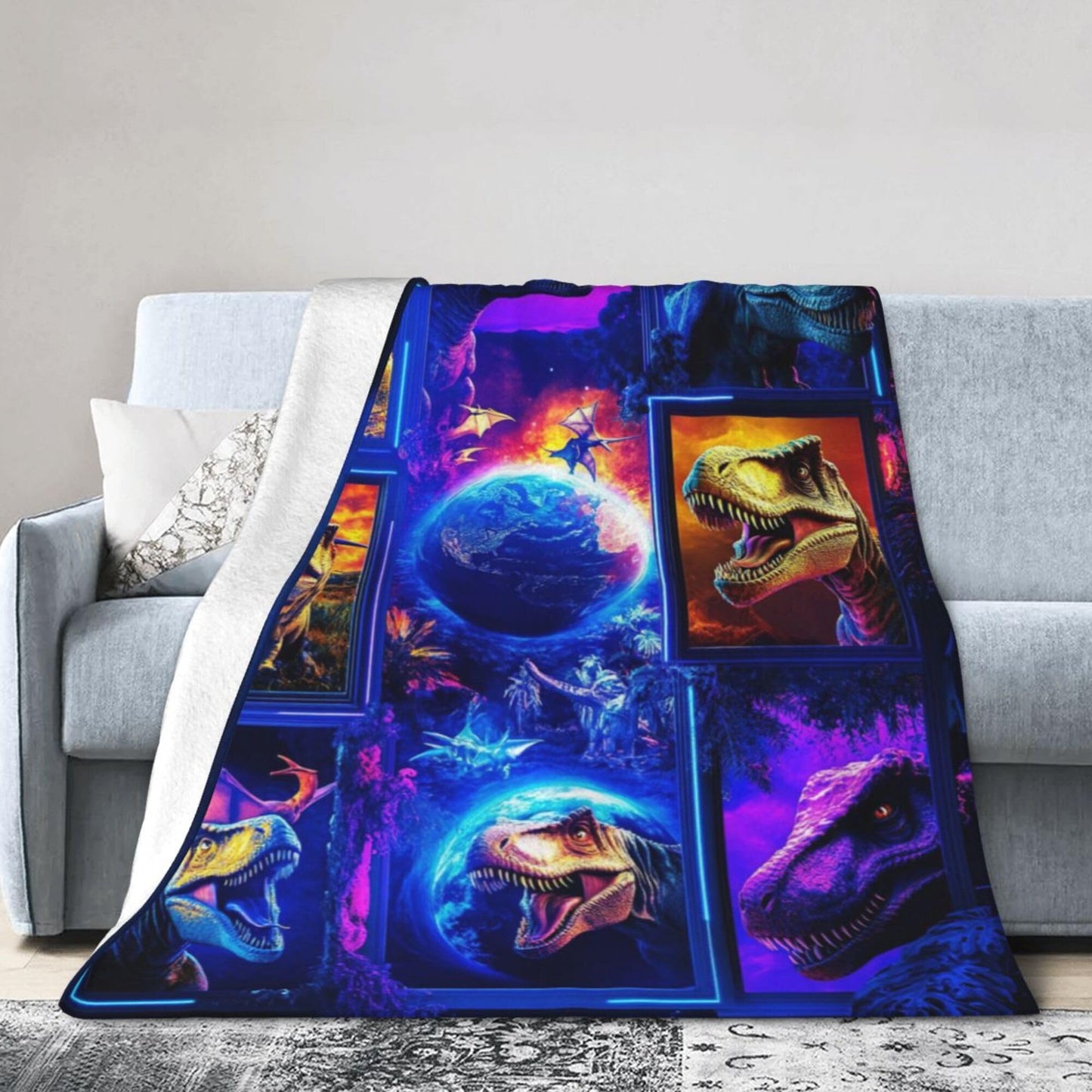 Dinosaur Blanket Dinosaur Fleece Throw Blanket Super Soft Fuzzy Plush Cozy Warm Dinosaurs Decor Stuffed Bedding Blankets Gift for Boys Girls Men Women Kids & Adult 50"x40"