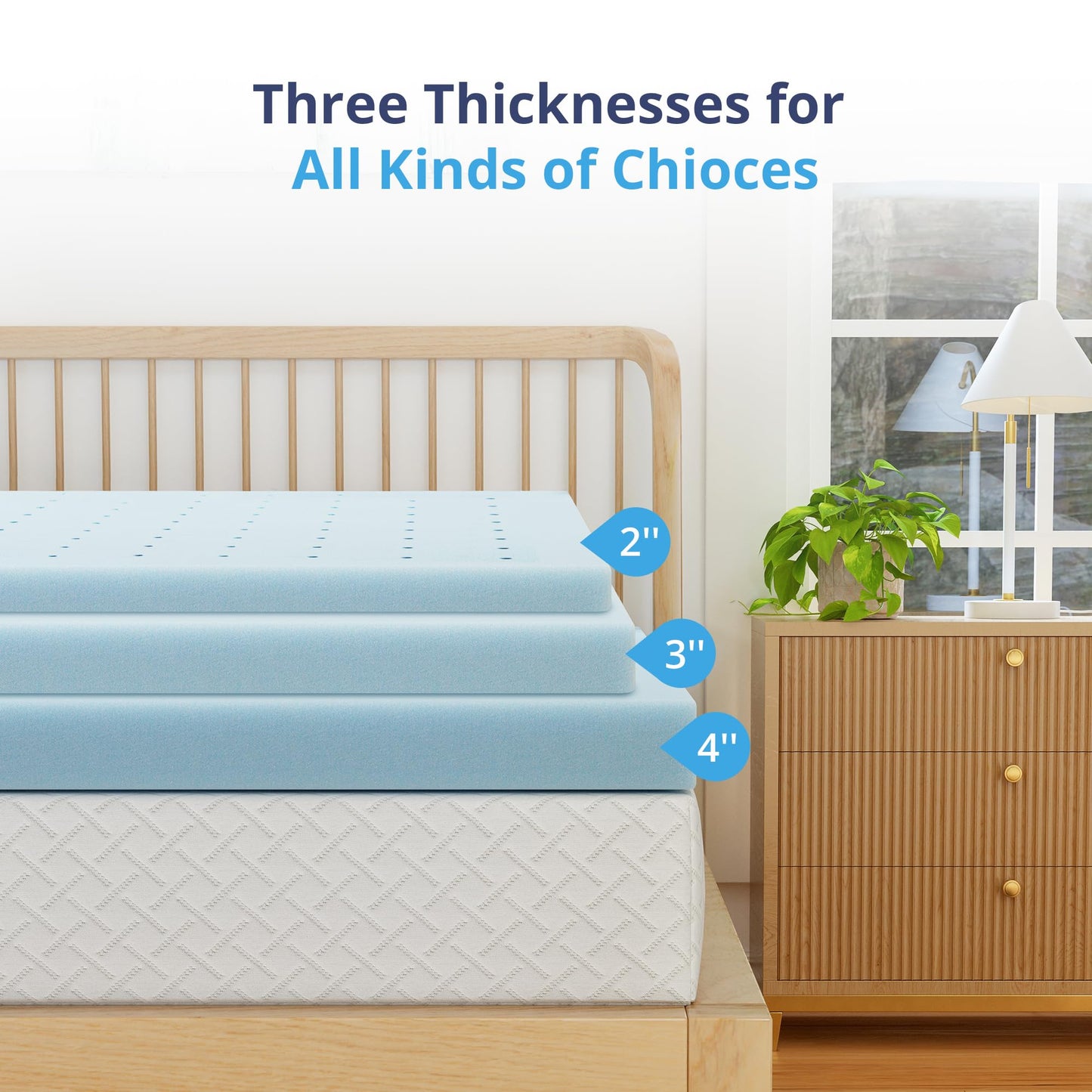 EGOHOME 2 Inch Twin Memory Foam Mattress Topper, Cooling Gel Infused & Pressure Relieving Pad in a Box, Dorm Room Essentials, CertiPUR Certified, Blue