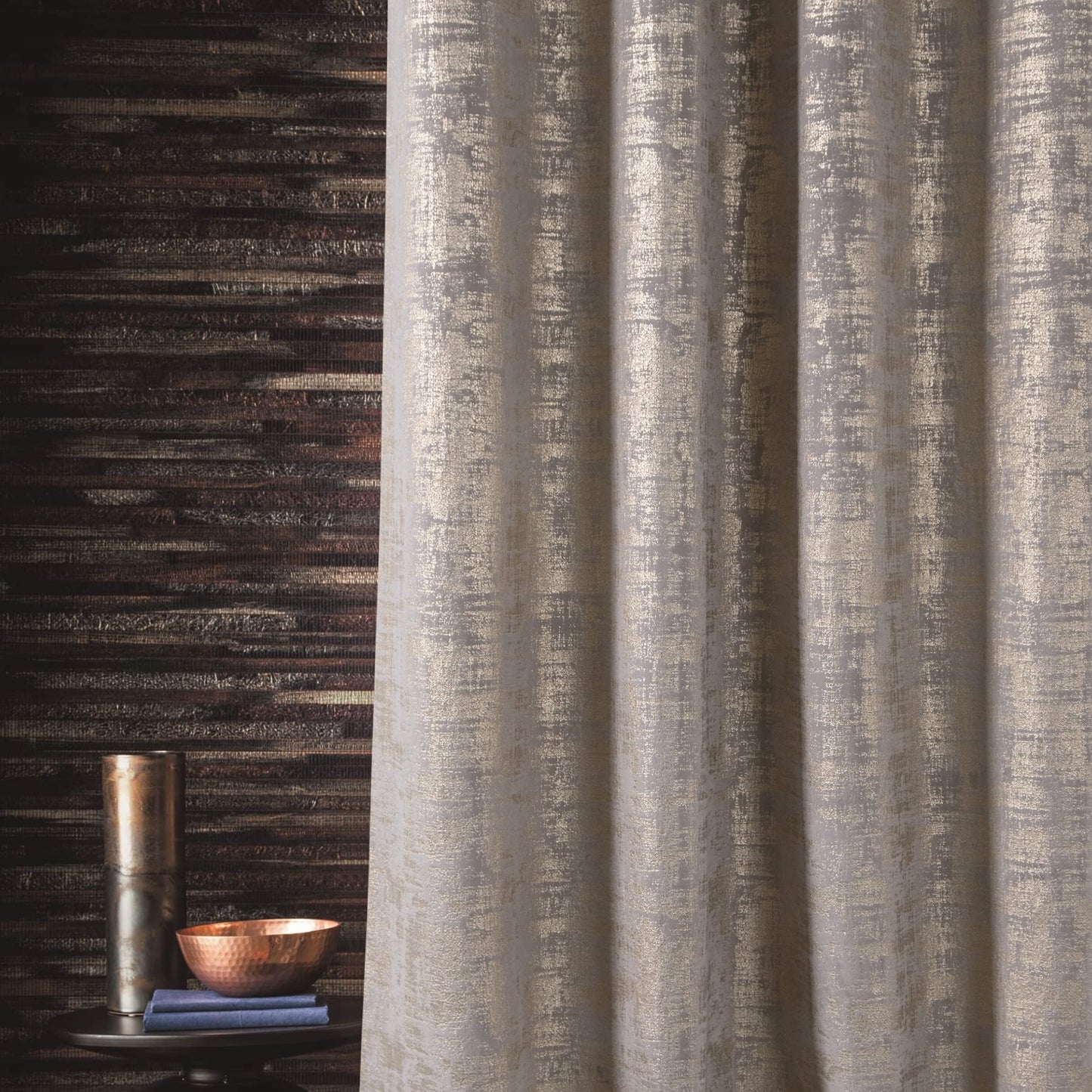 always4u Champagne Soft Velvet Curtains 84 Inch Length Luxury Bedroom Curtains Gold Foil Print Window Treatments for Living Room Bedroom Set of 2