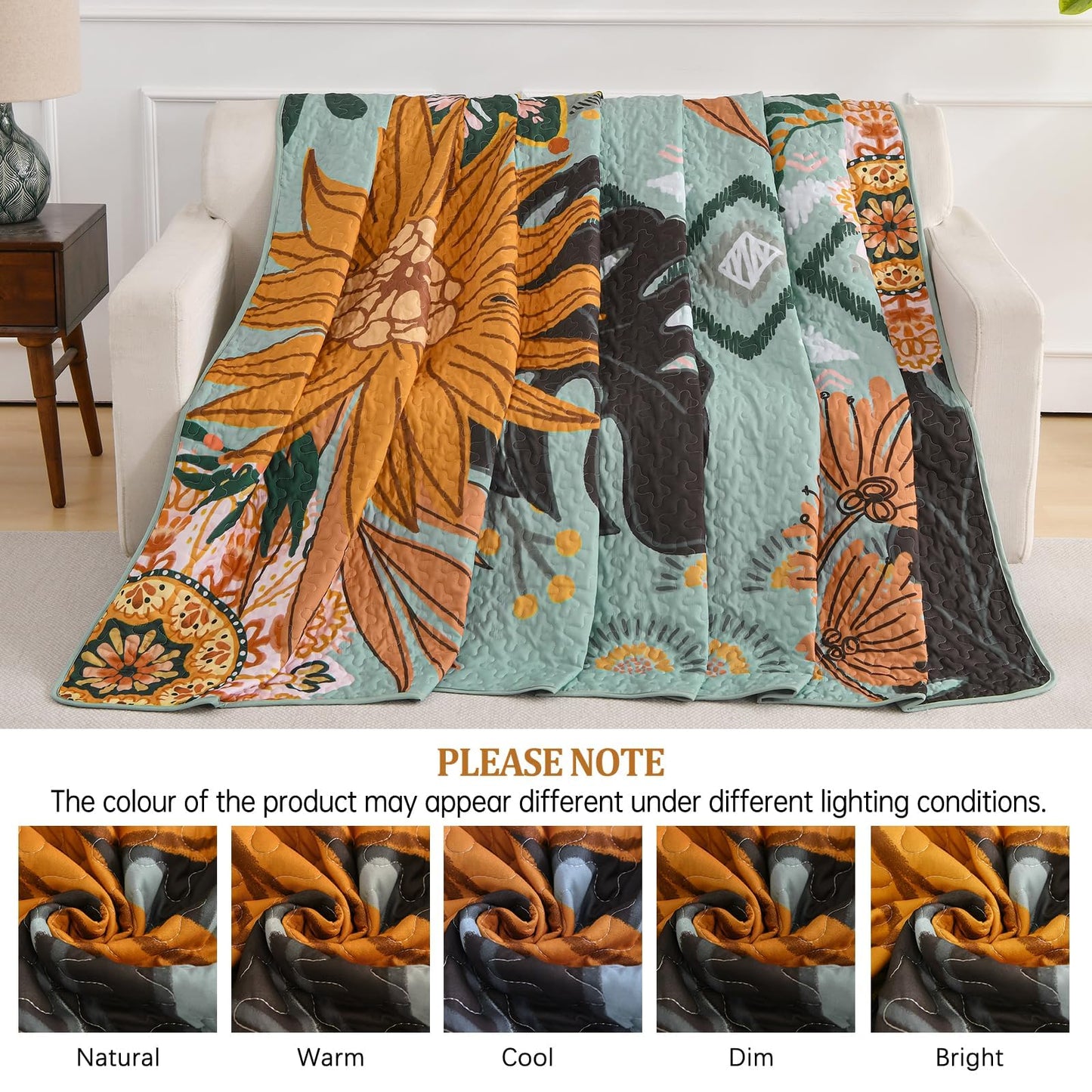 DJY Boho Floral Quilt Set Queen Size Sage Green Bedspread Coverlet Botanical Farmhouse 3 Piece Quilt Bedding Set, Reversible Microfiber Bed Cover for All Season, 90''x96''