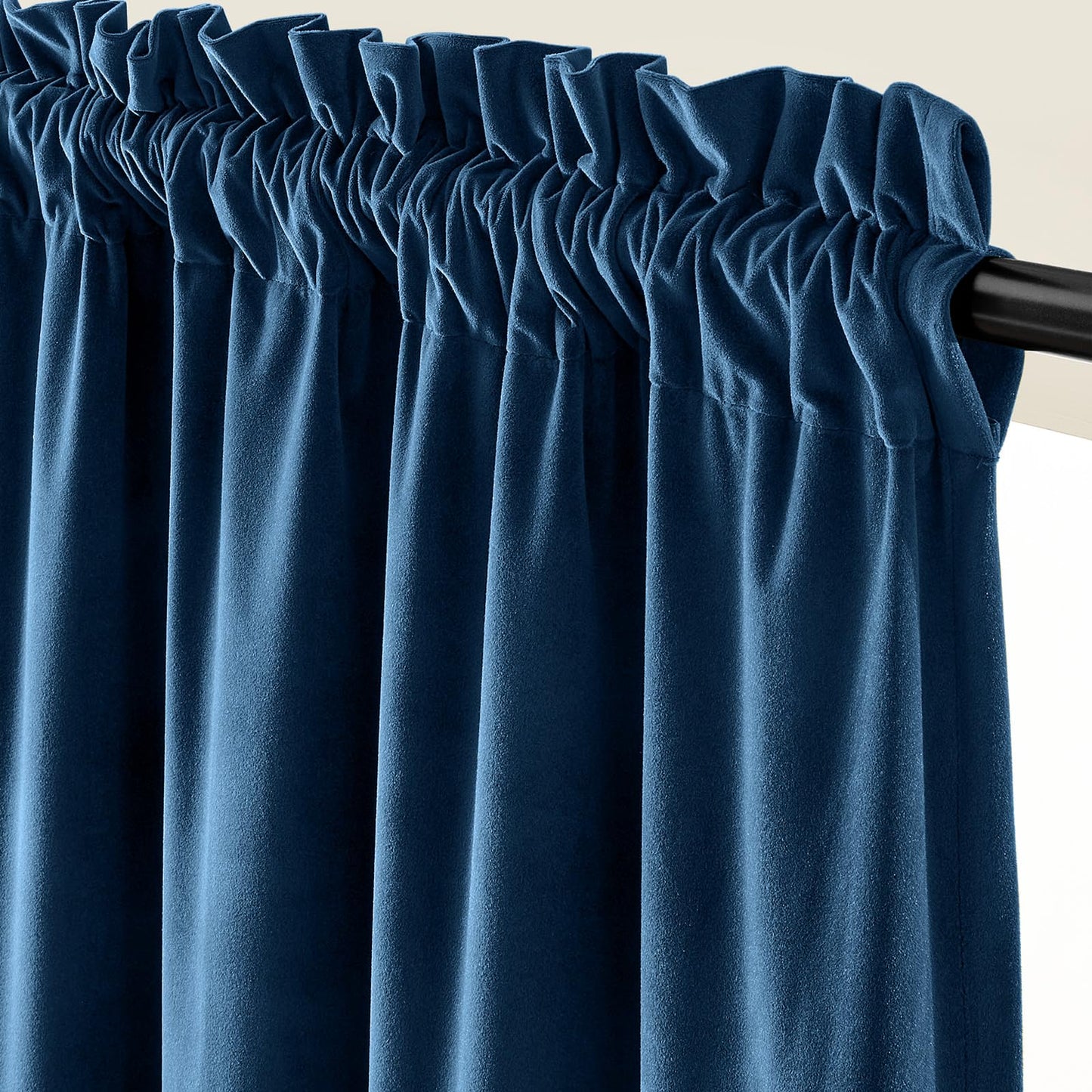 Lazzzy Velvet Blackout Curtains Thermal Insulated Room Window Drapes Super Soft Luxury Curtains for Living Room Bedroom Rod Pocket 2 Panels, Dark Blue, 52" W x 72" L