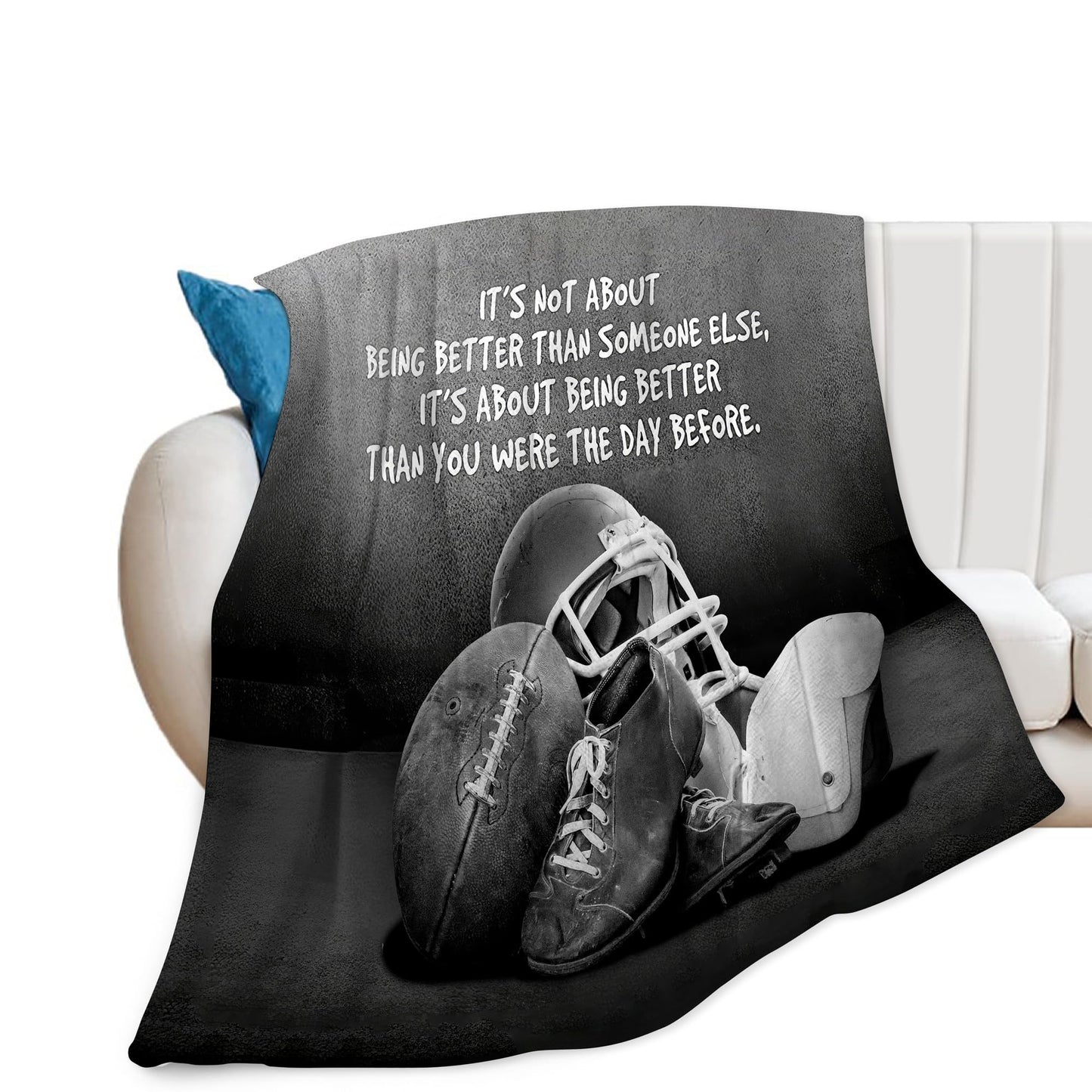 Sports Football Throw Blanket - Soft Warm Cozy Fleece for Boys Men Girls Women Kids Adults - Couch Sofa Bed 50"x40"