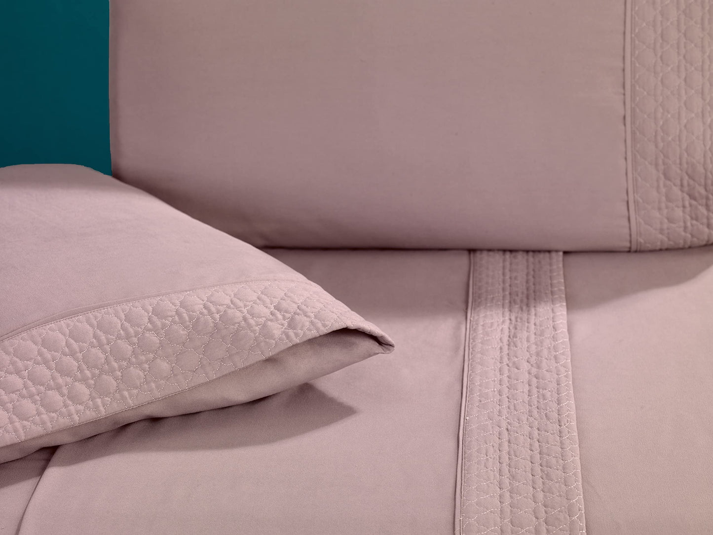 Elegant Comfort Luxury Soft Coziest 4-Piece Bed Sheet Set 1500 Thread Count Egyptian Quality Microfiber Wrinkle Resistant Beautiful Quilted Design on Flat Sheet and Pillowcases, King, Dusty Rose