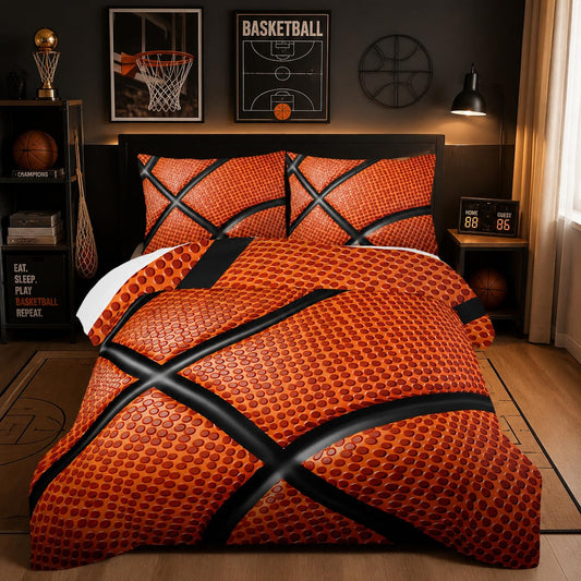 Nttopship Basketball Comforter Set Twin,Basketball Bedding Set for Boys Kids Teens Ultra Soft Microfiber Sports Theme Basketball Bedding Sets with 1 Comforter with 2 Pillowcases