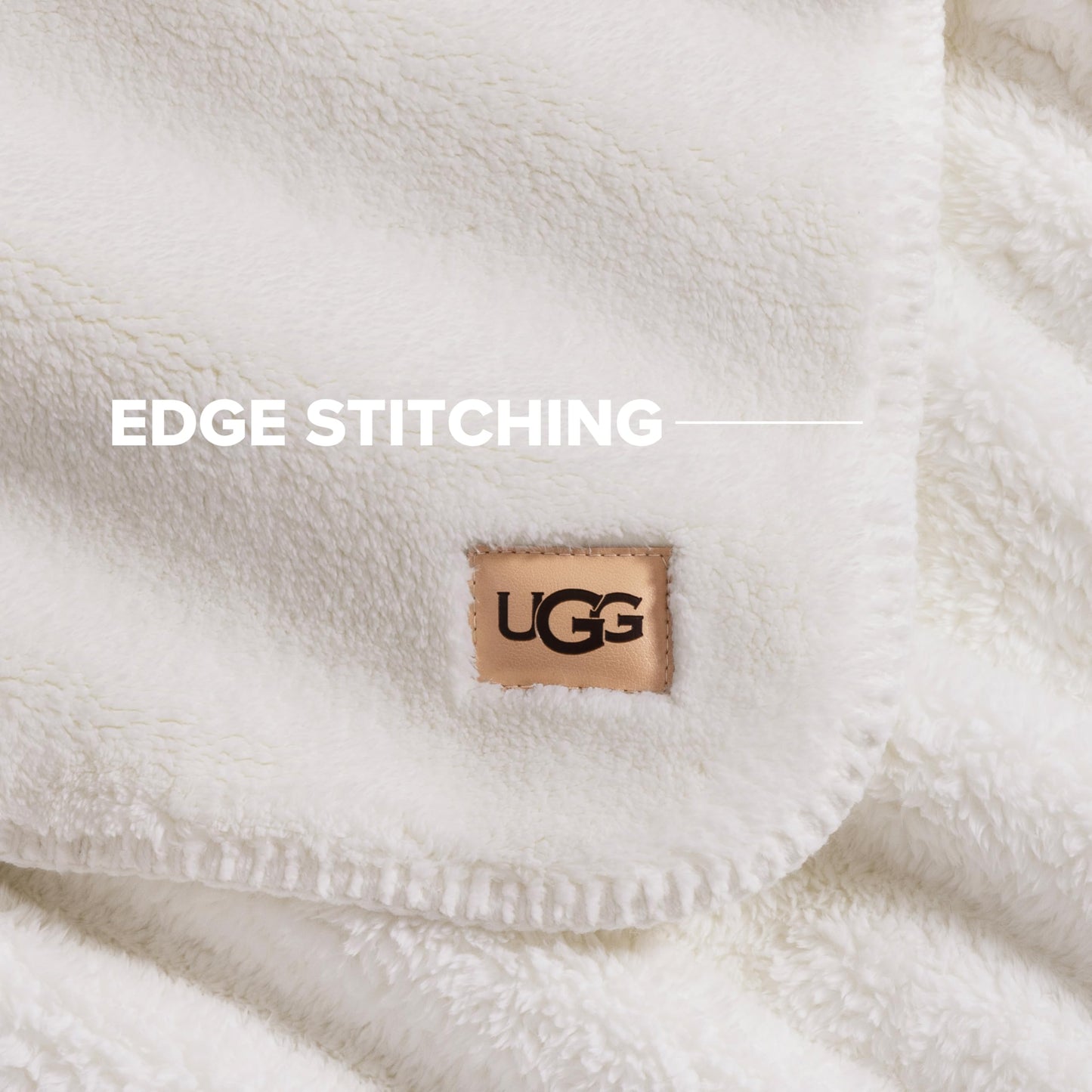 UGG Whitecap Full/Queen Blanket, Fleece Fluffy Blanket for Bed, Luxury Cozy Oversized Throw for Couch, Washable Hypoallergenic Queen Bedding, 90" x 90", White Snow