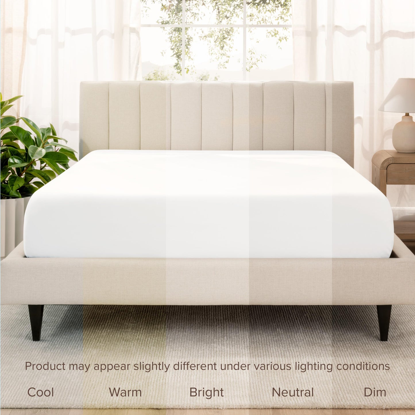 Bare Home 100% Organic Cotton Sateen Fitted Sheet - 400 Thread Count - Smooth Sateen Weave - Breathable & Cooling - Hotel Luxury - Durable Fitted Sheet - Deep Pocket (King, White)