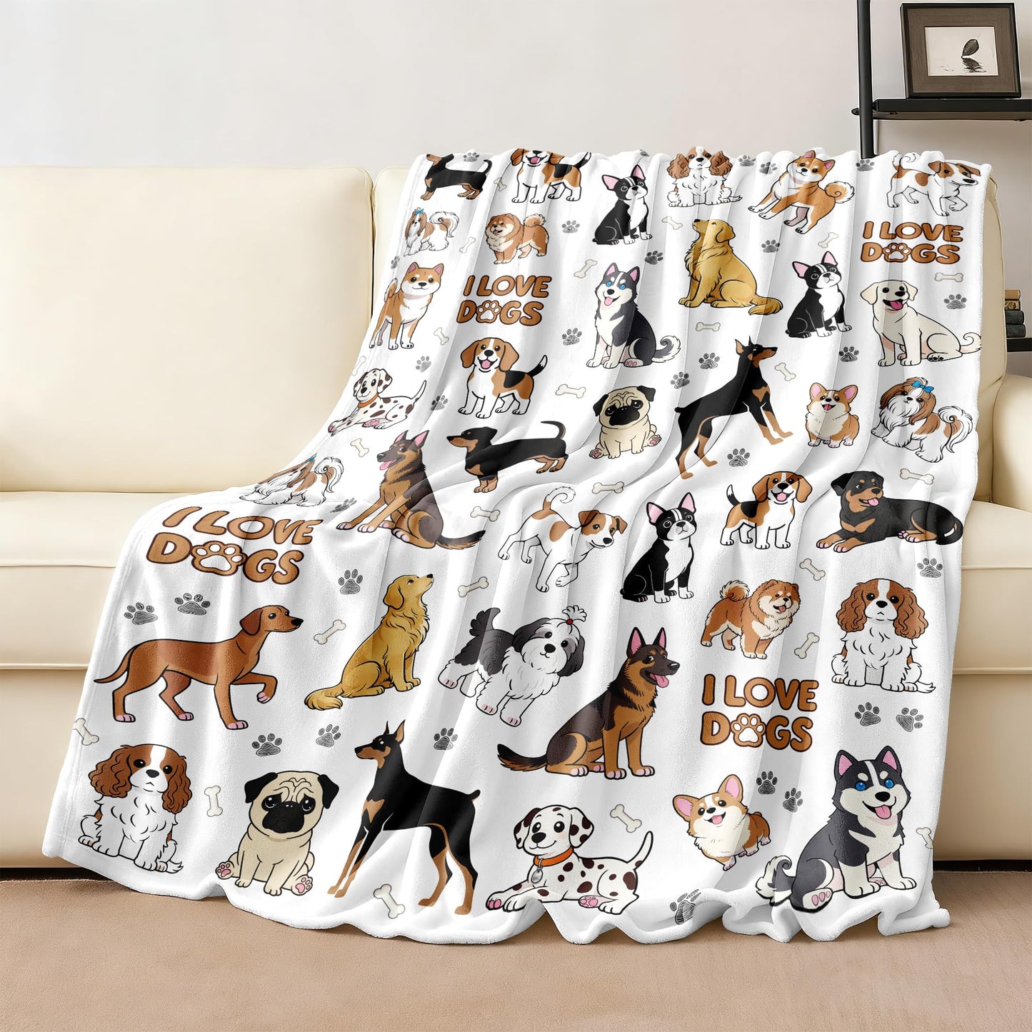 Dog Blanket Dog Gifts for Dogs Lovers Soft Flannel Dogs Stuff Throw Blanket Birthday Bedding Decor Gifts for Girls Women Kids 50"x40"
