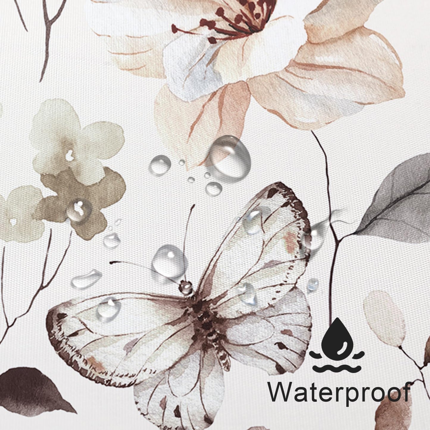 Litabel Extra Long Brown Floral Shower Curtain, Plant Leaves with Flower Shower Curtains for Summer Bathroom Decor, Modern Farmhouse Waterproof Botanical Bathroom Curtain 72x84 Inch