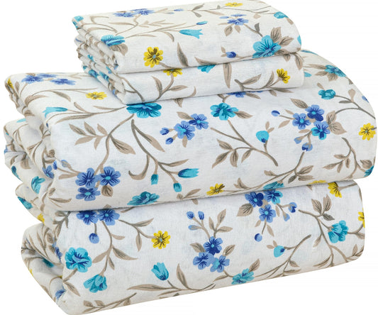 Bliss Casa 4-Piece 100% Cotton Extra Soft Flannel Sheet Set Full - Double Brushed Deep Pockets, Breathable Full Size Flannel Sheets - Warm and Cozy Bed Sheets - All Seasons Heavyweight Bed Set