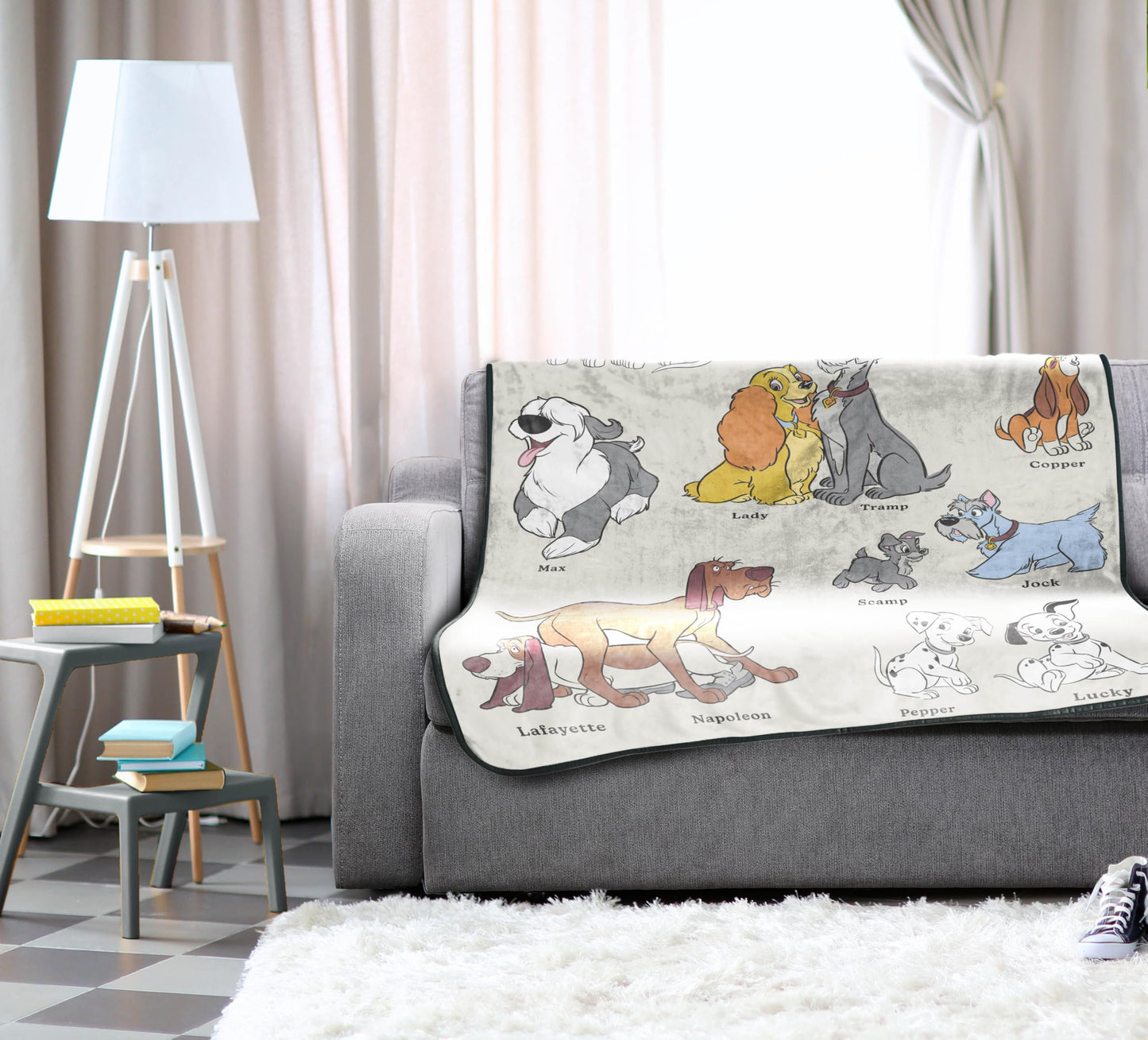 Jay Franco Kids Plush Throw Blanket – Soft & Cozy Fleece Throw for Bedroom & Couch Décor, Official Licensed Product, Beige - Disney Dogs, 46x60 - Throw Blanket