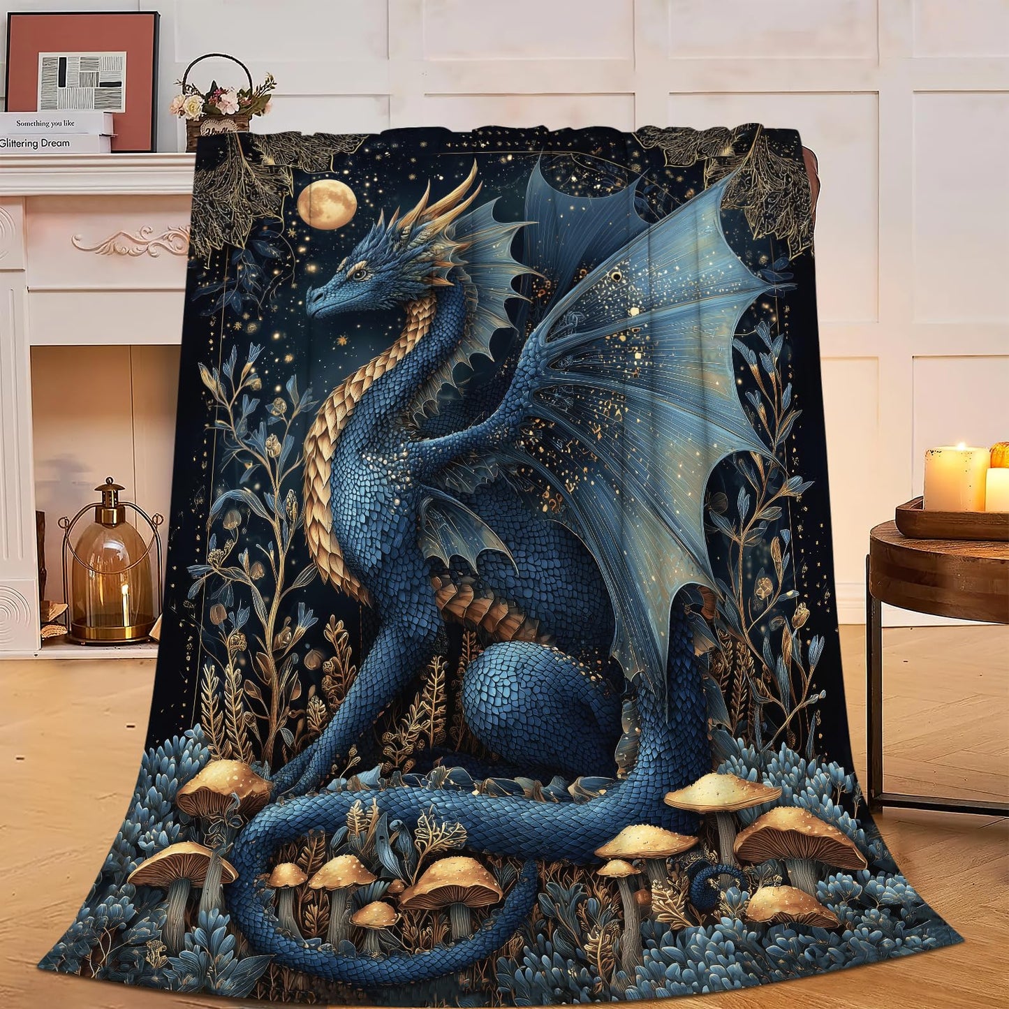 Dragon Blanket Super Soft Warm Fluffy Fleece Flannel Fantasy Animal Throw Blanket Cozy Fuzzy Plush Stuff Bedding Blankets Gifts for Women Kids Boys Girls Adults 50"X40"