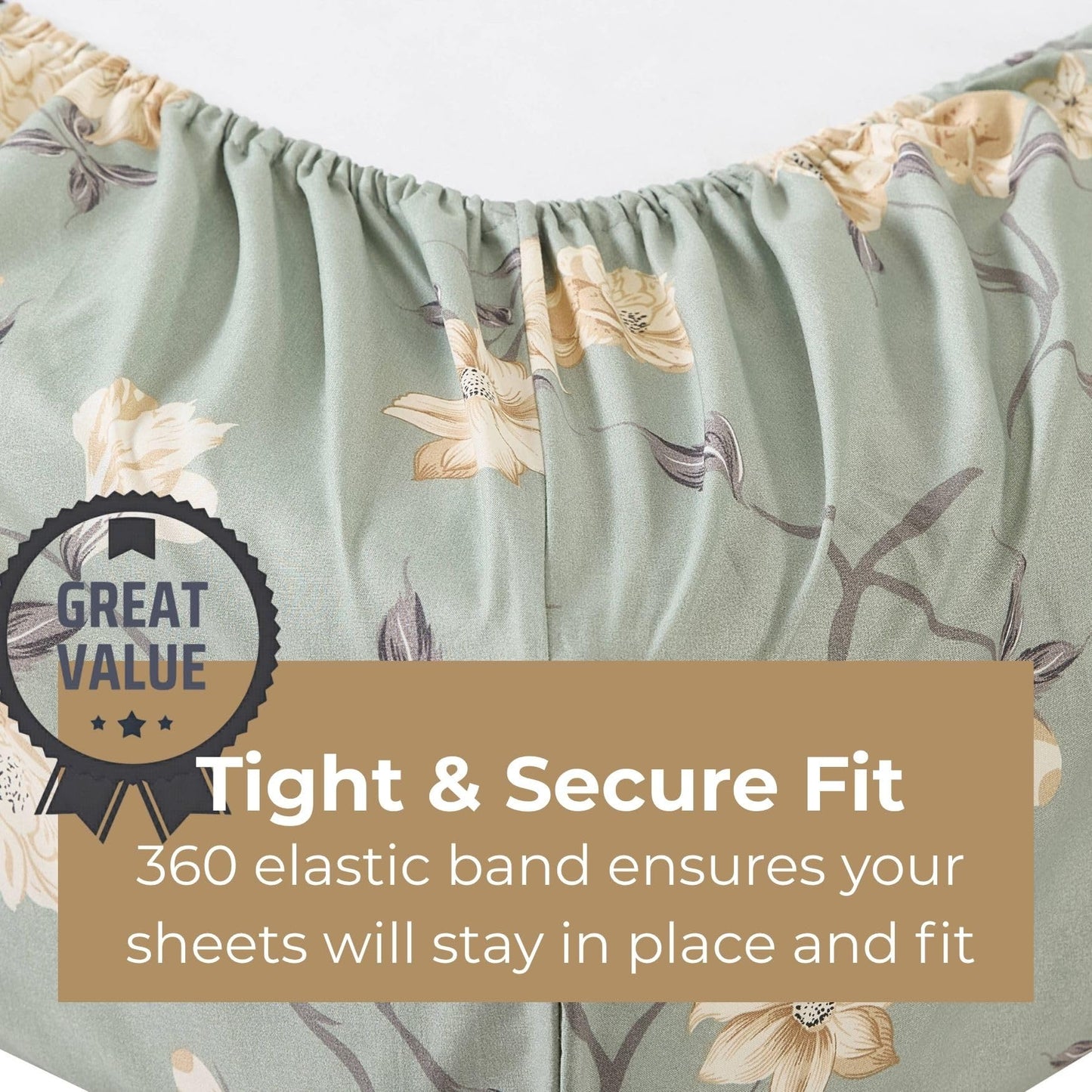 HLC.ME Vintage Green Floral Bed Sheets - 4 Piece Bed Sheet Set - Wrinkle Resistant & Ultra Soft - Fits Mattresses up to 15 Inches Deep (Queen)