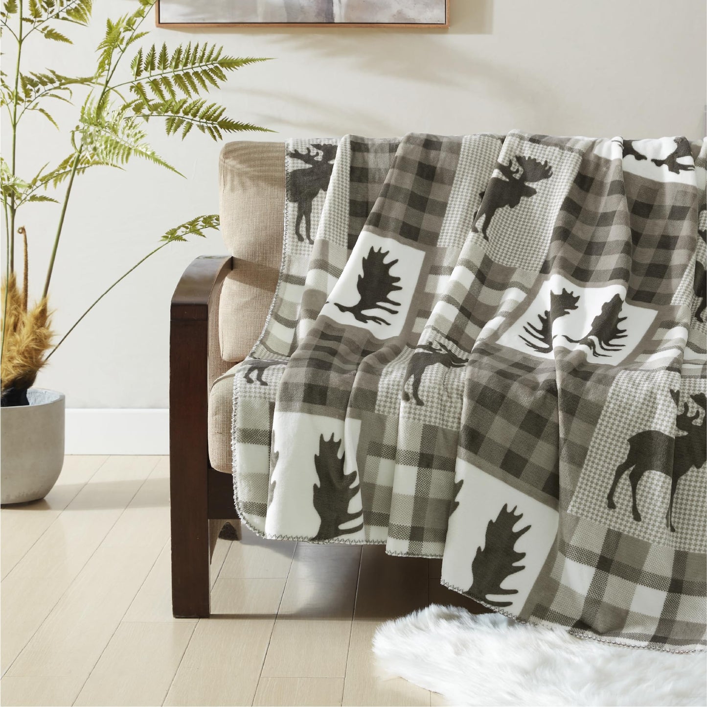 Coleman Large Oversized Reversible Micro-Mink and Sherpa Throw Blanket 60x80 Inch, Dark Taupe