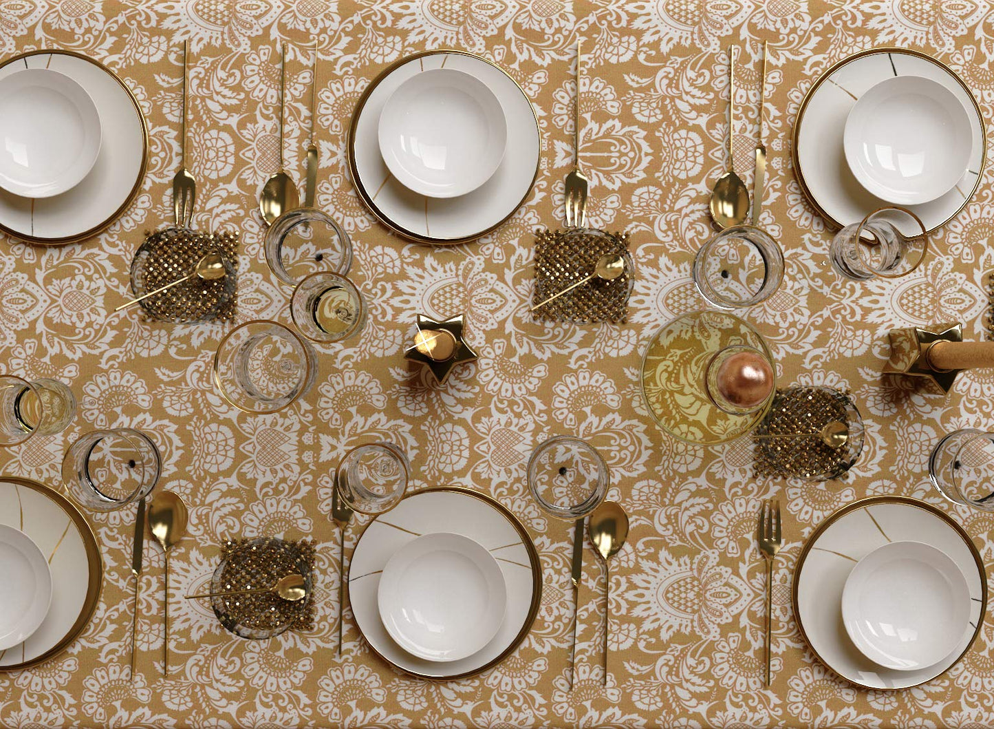 The Season Thread Table Cloth - Beige, 100% Cotton Rectangular Table Cover, Size 60x84 Inch. for Kitchen, Dining, Tabletop, Decoration, Parties, Thanks Giving, and Everyday Use.
