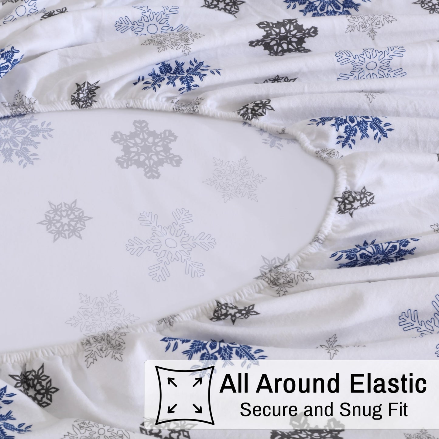 ZOYER Flannel Sheets Full Size - 100% Cotton Double Brushed Bed Sheets Set, Deep Pockets 16 Inches, All Seasons Breathable & Extra Soft Full Sheets, Warm & Cozy, 4 Piece, White Snow
