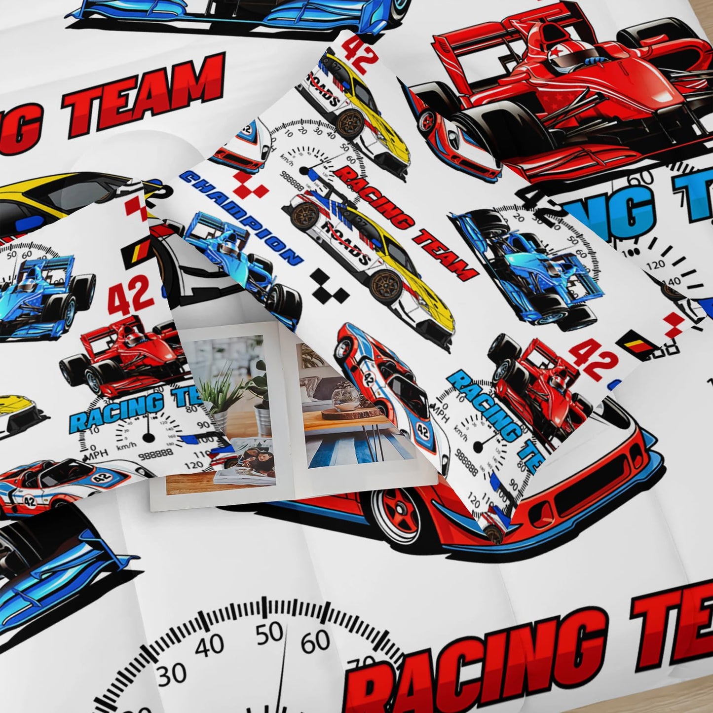 lneffble Race Car Themed Comforter Set Twin for Boys，Race Car Bedding Twin Bed Set，Kids Race Car Bedroom Decor with 1 Comforter with 2 Pillow Case