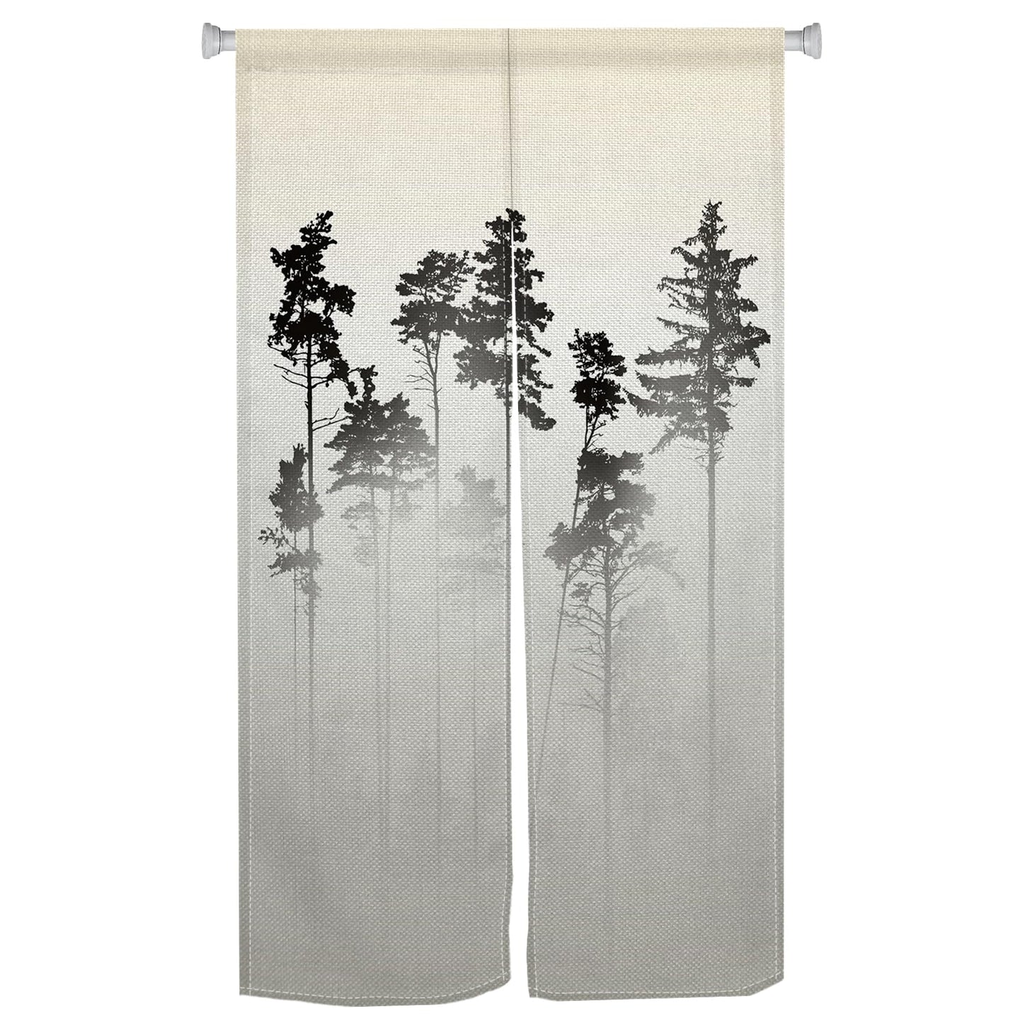 XMJJKUF Japanese Noren Doorway Curtain Long Style Japanese Window Treatment Tree Printed Door Curtain Tapestry Panel for Hanging Ukiyoe Room Divider Kitchen Home Decors(Ink,Trees),33.5"x 70.9"