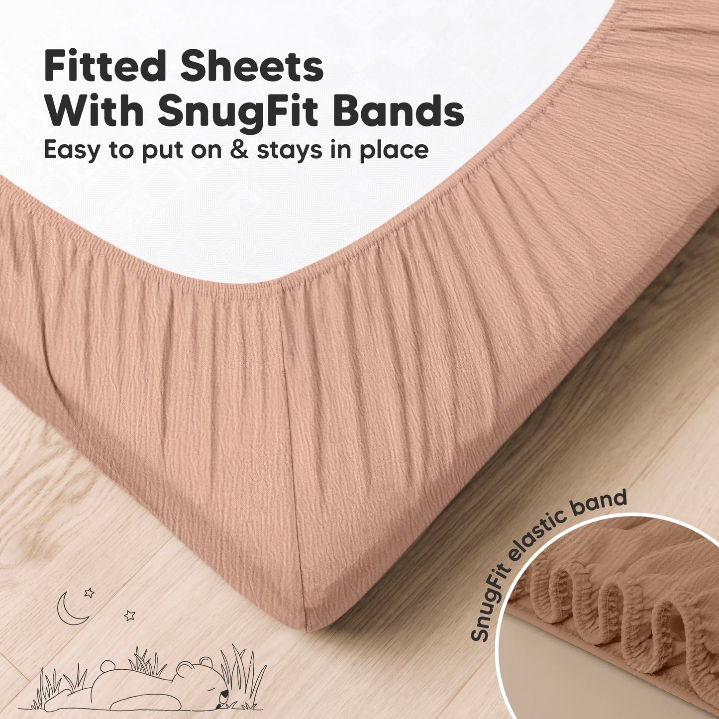 KeaBabies 2-Pack Muslin Crib Sheets for Boys, Girls - 100% Organic Cotton Fitted Baby Crib Mattress Sheet, Soft Breathable Standard Toddler Bed Cover Bedding Set, Neutral, Durable 52x28 (Russet)