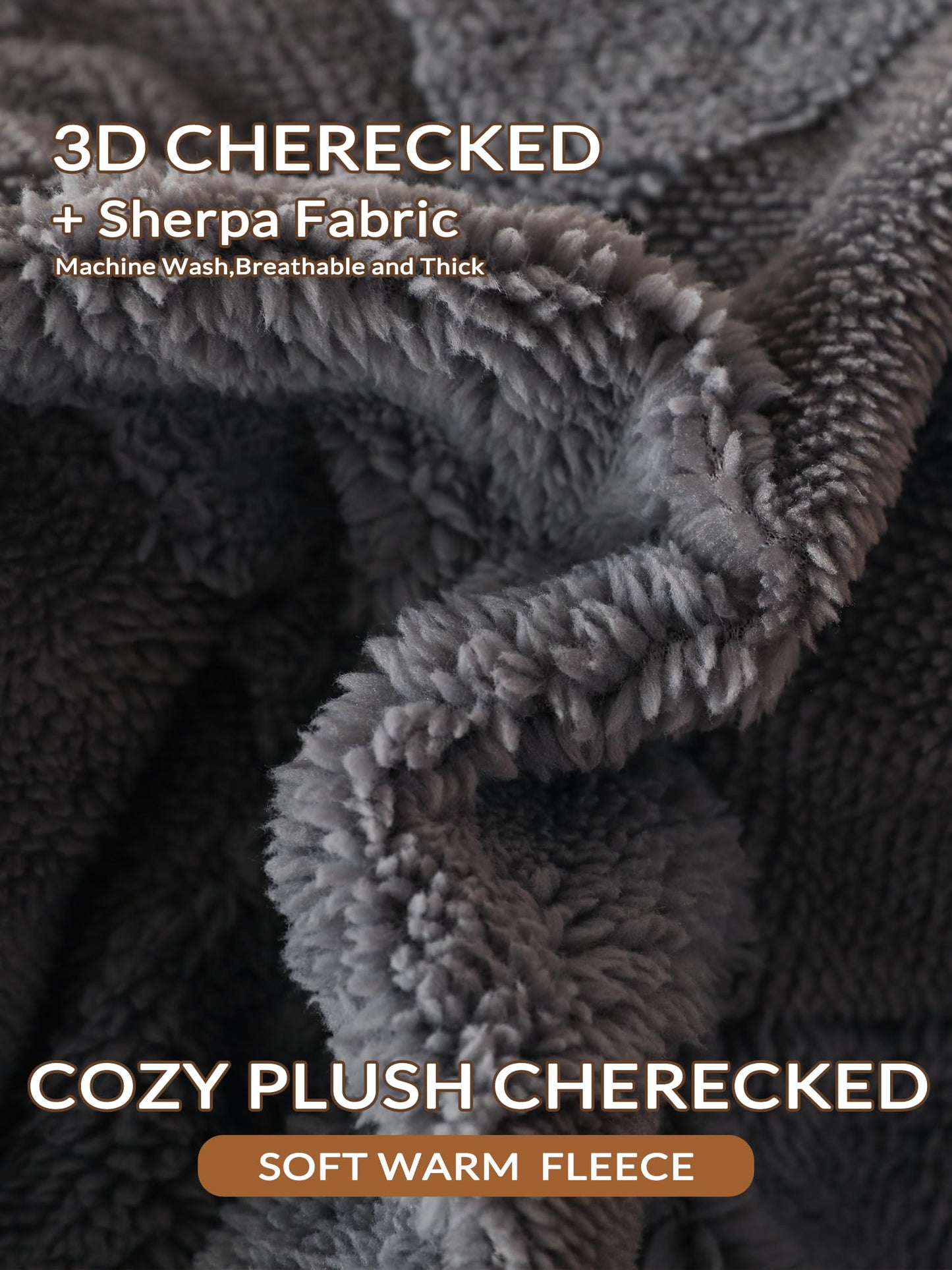 hadamick Tufted Fleece Comforter Set King - Super Soft Warm Fluffy Shaggy Bedding Sets, Diamond Plaid Jacquard Bed Set for Winter, 1 Sherpa Comforter with 2 Pillow Cases (104"X90" Grey)