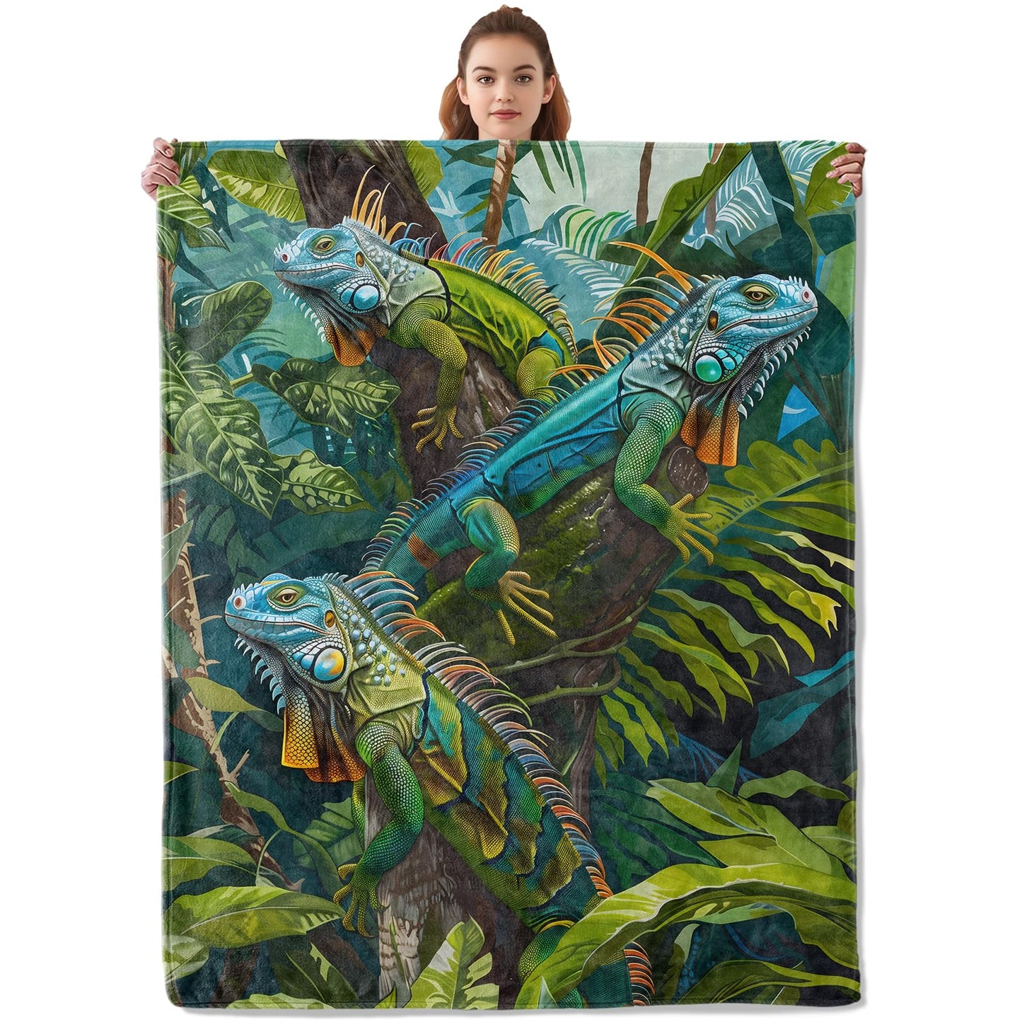 Kibue Lizard Theme Blanket Warm & Cozy Flannel Throw Blanket - Soft Lightweight Plush Blankets for Travel, Sofa, Bedroom, Office, Home Decor - Gifts for Adults Kids Women 60"×50"