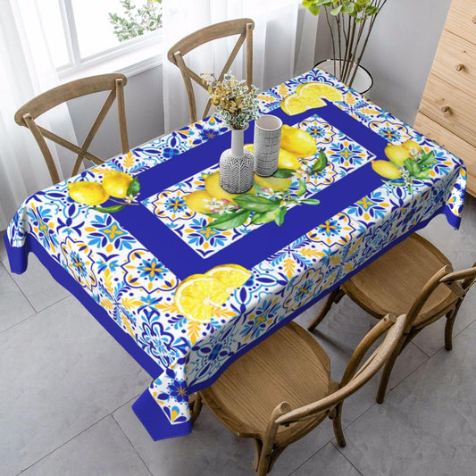 mutakin Lemon Rectangle Tablecloth Washable Table Cloth 60x90 Inch Table Cover Waterproof for Decoration Kitchen Dining Room