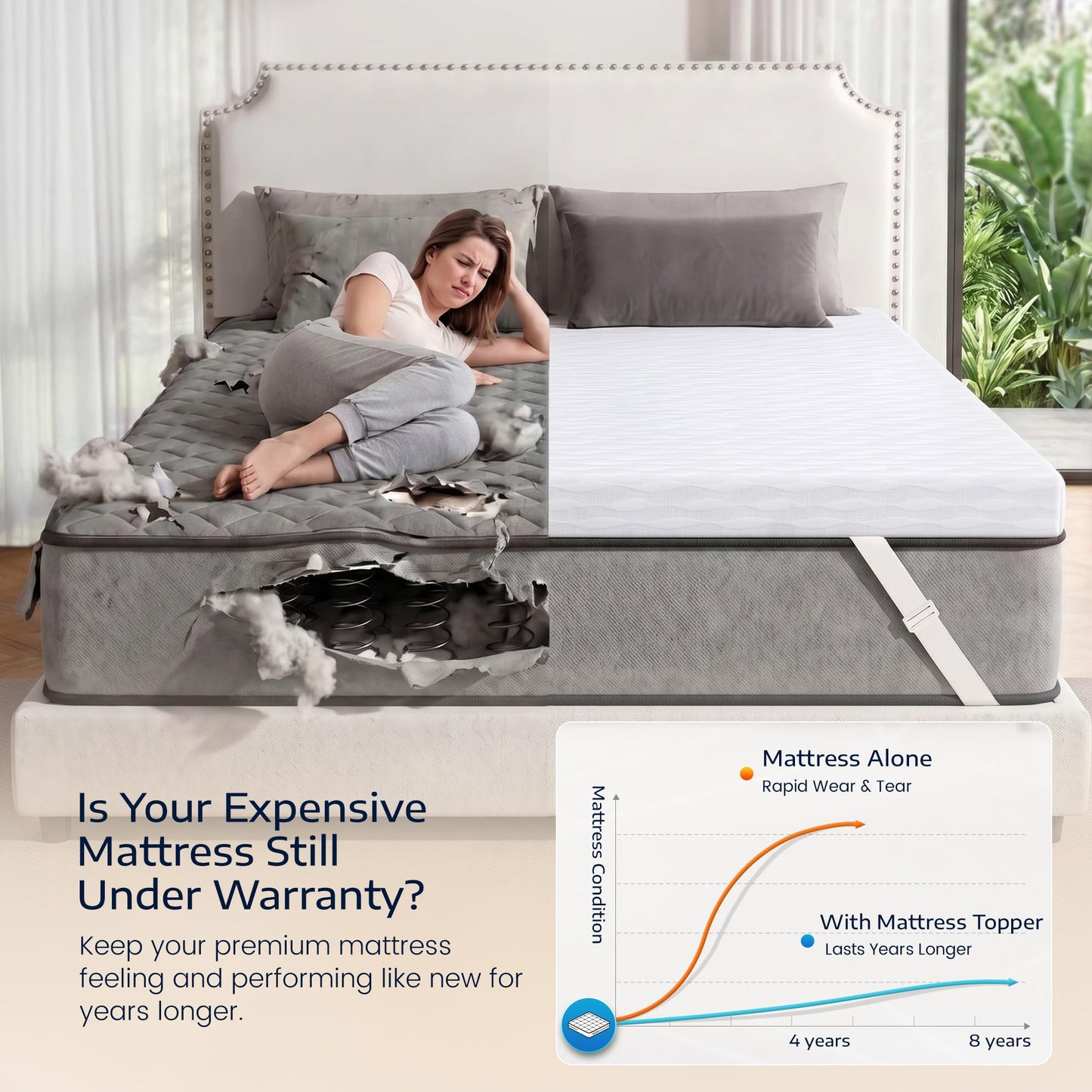 Homkdom 3 Inch Gel Memory Foam Mattress Topper Twin Size, Cooling Mattress Pad for Pressure Relief, Mattress Topper for College Studends, Dorm Room Essentials