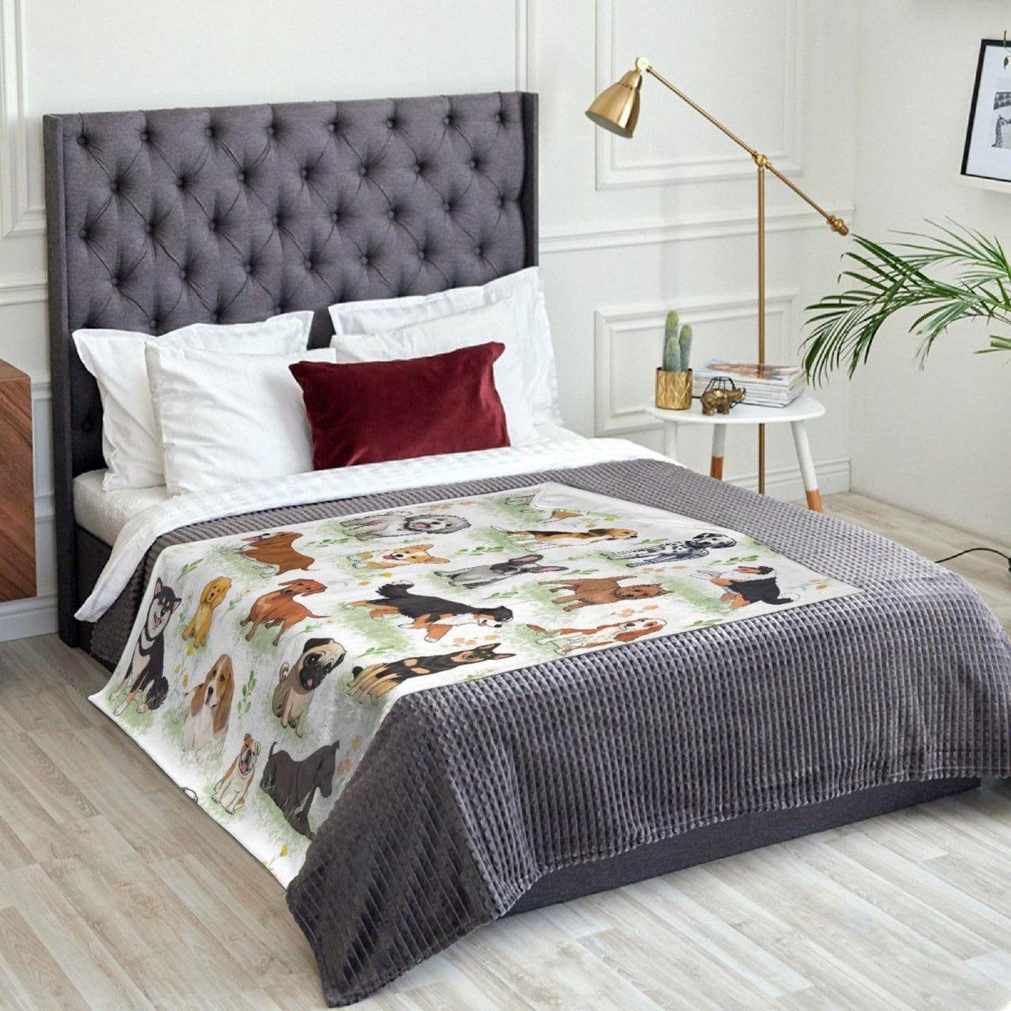 Dog Pattern Flannel Blanket - Soft Lightweight & Warm,Perfect for Bed, Sofa, Camping, Travel Gifts for pet Lovers Women Men Kidsr 50"x40"
