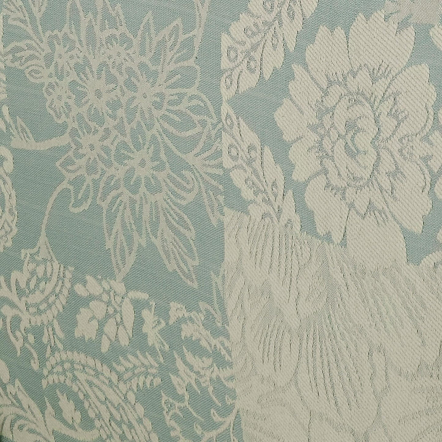 Maisonette Lightweight Bedding | Ivory & Spa Aqua Blue | Jacquard-Woven Cotton/Polyester Florals & Paisley Blocks | 5 Piece Bed Set: California King Bedspread, 2 King Shams, & 2 Square Accent Pillows
