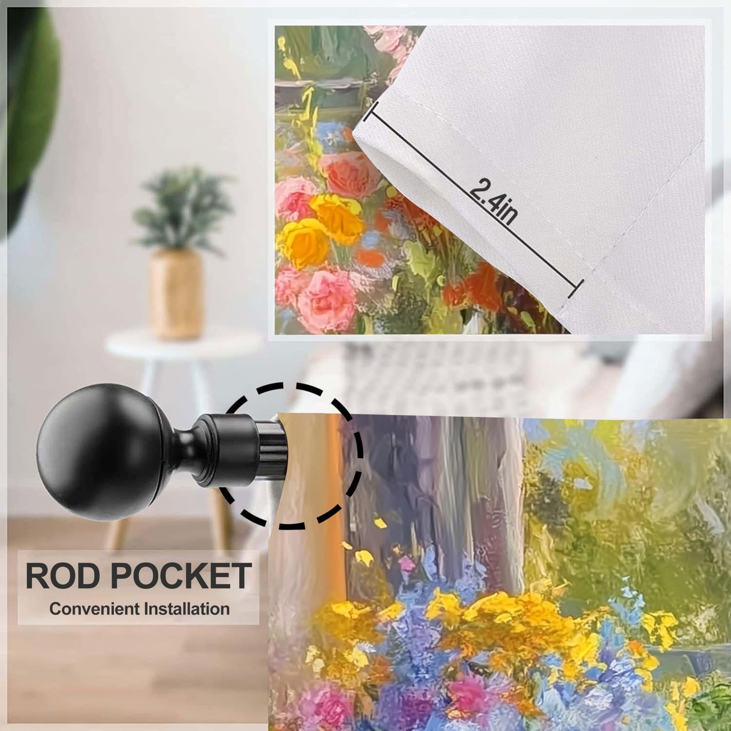 Ecixzyo Cat Flower Kitchen Curtains Short Rod Pocket Drapes Tiers Window Curtains for Basement Bathroom 2 Panels 28x36in