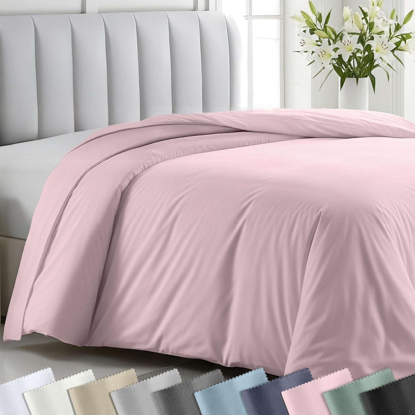 California Design Den Full/Queen Duvet Cover Only - Premium 400 Thread Count, Natural 100% Cotton Duvet Covers Queen, Soft Sateen Weave, Button Closure and Corner Ties - Pink