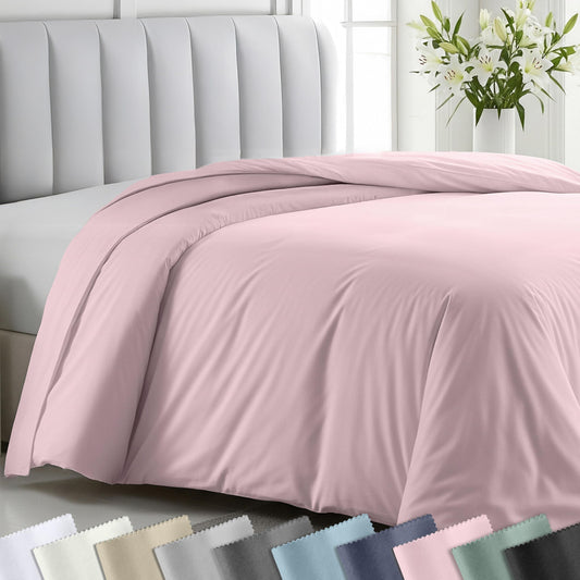 California Design Den Full/Queen Duvet Cover Only - Premium 400 Thread Count, Natural 100% Cotton Duvet Covers Queen, Soft Sateen Weave, Button Closure and Corner Ties - Pink