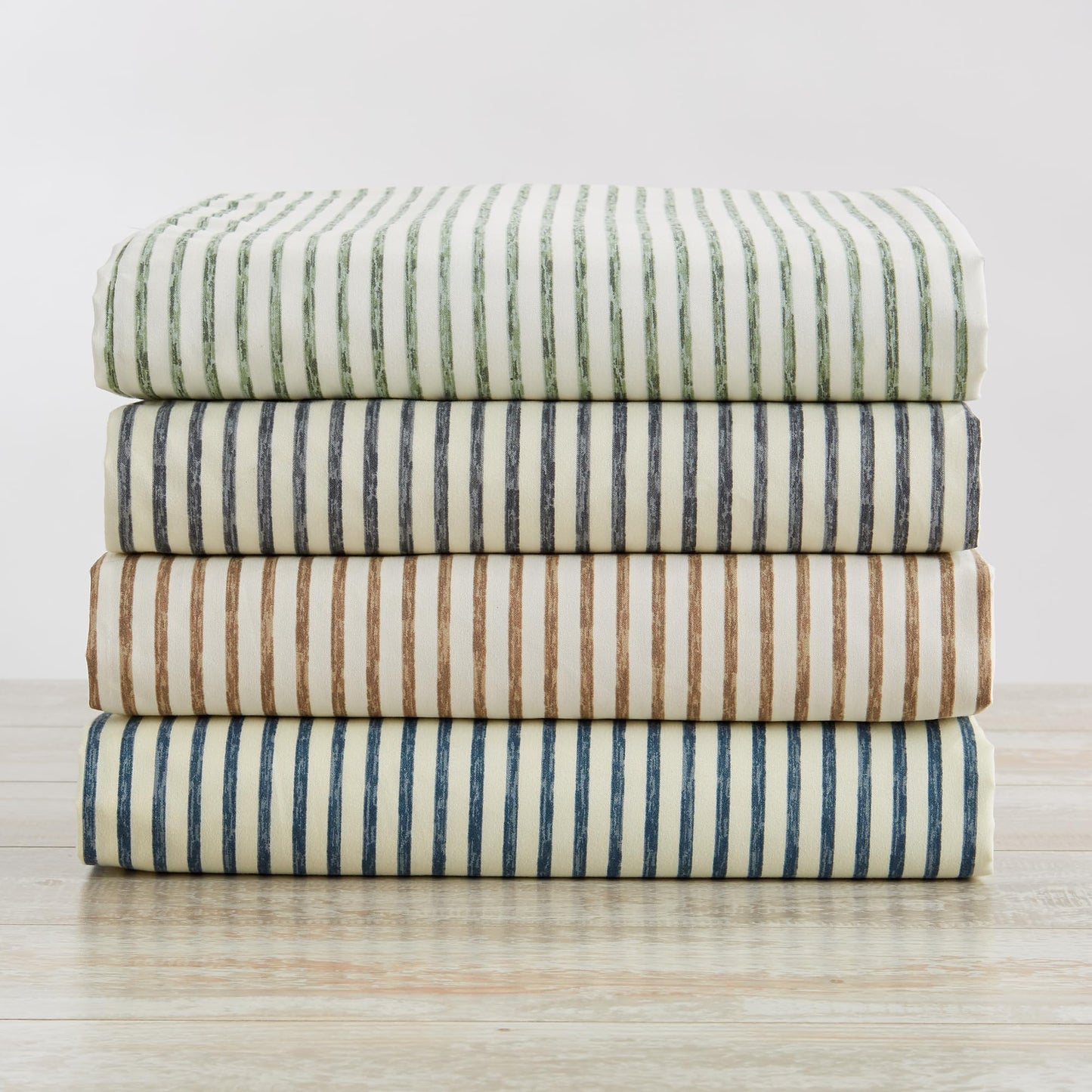 Great Bay Home Twin Size Stripe Microfiber Sheet Set - 3-Piece Ultra-Soft Bedding Sheets & Pillowcases - Wrinkle Free, Comfortable, All-Season Bed Sheets (Blue)
