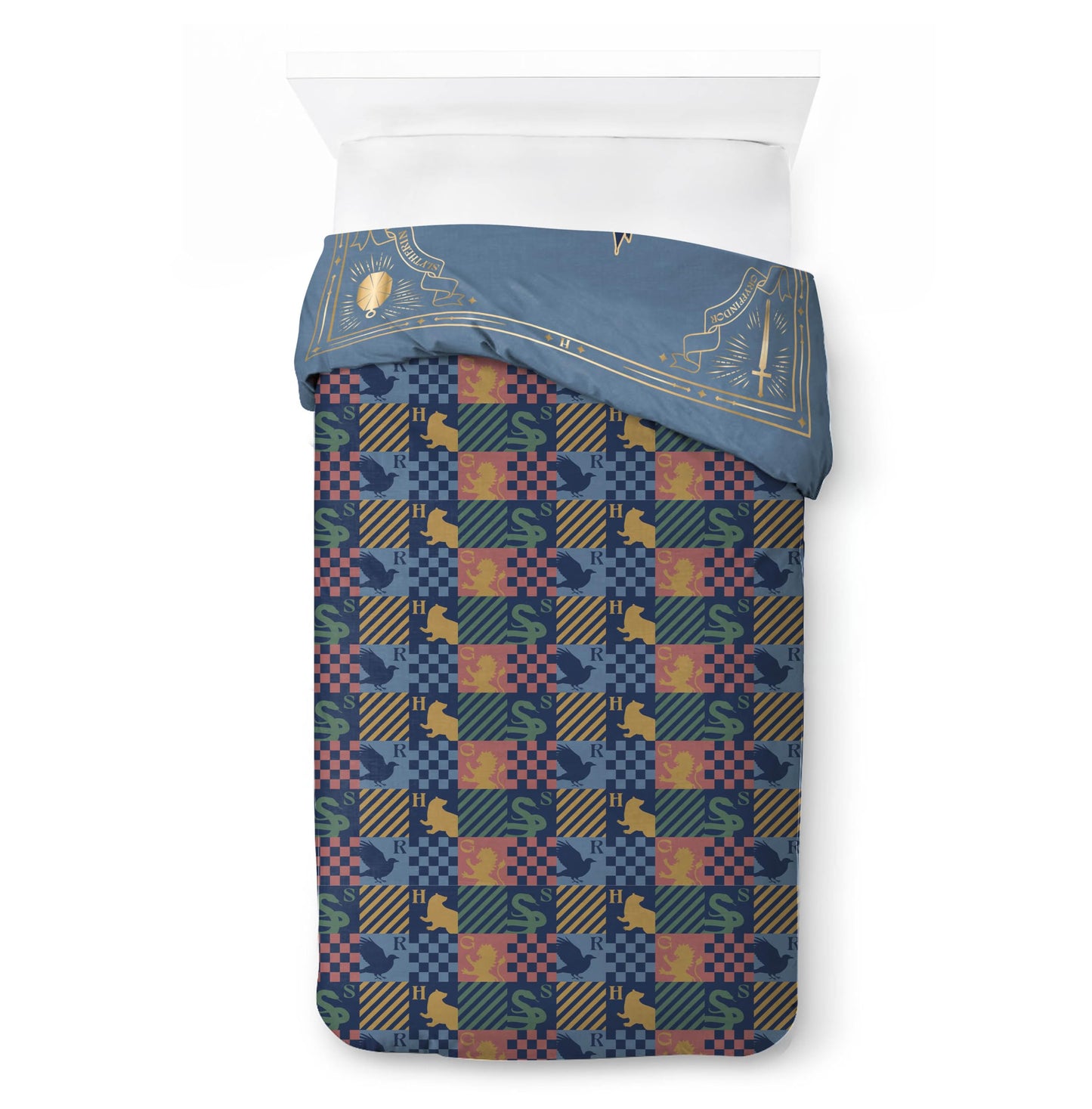 Jay Franco Duvet Cover Set – 2 Piece Comforter Cover and Sham Set, Super Soft Cozy Kids Bedding (Insert Not Included) Blue - Harry Potter, Twin
