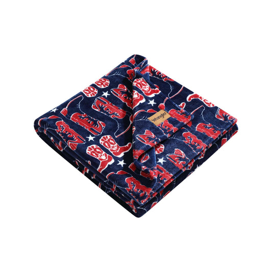 Wrangler - Blanket, Super Soft Plush Bedding, Yellowstone Inspired Throw Blanket for Couch or Bed (Knocking Boots Blue, 50" x 70")
