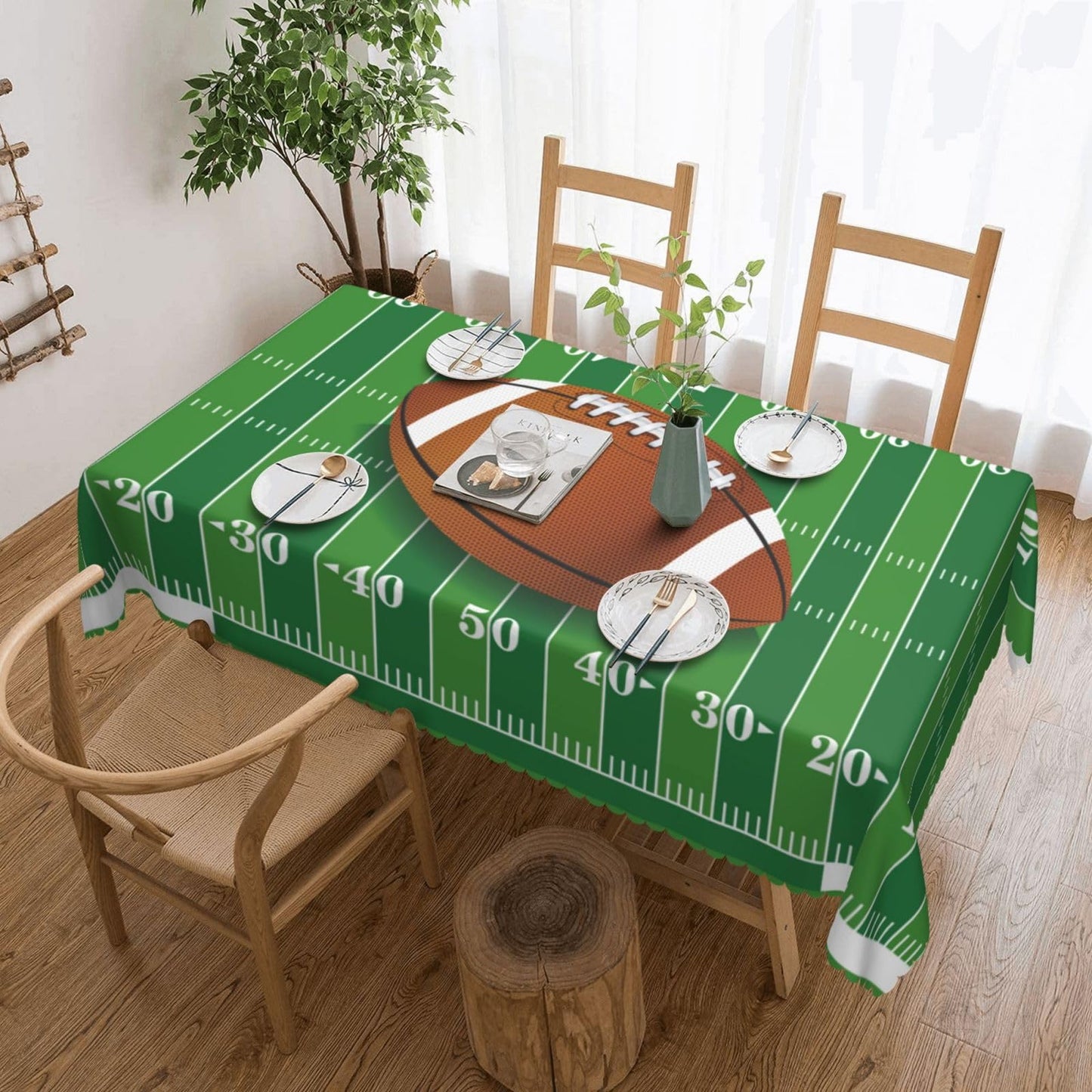 LORCARVIS Football Tablecloth Football Field Polyester Rectangle Table Cloth Washable Seasonal Tabletop for Kitchen Dinning Party Outdoor Picnic 54 x 72 Inch Tablecloths