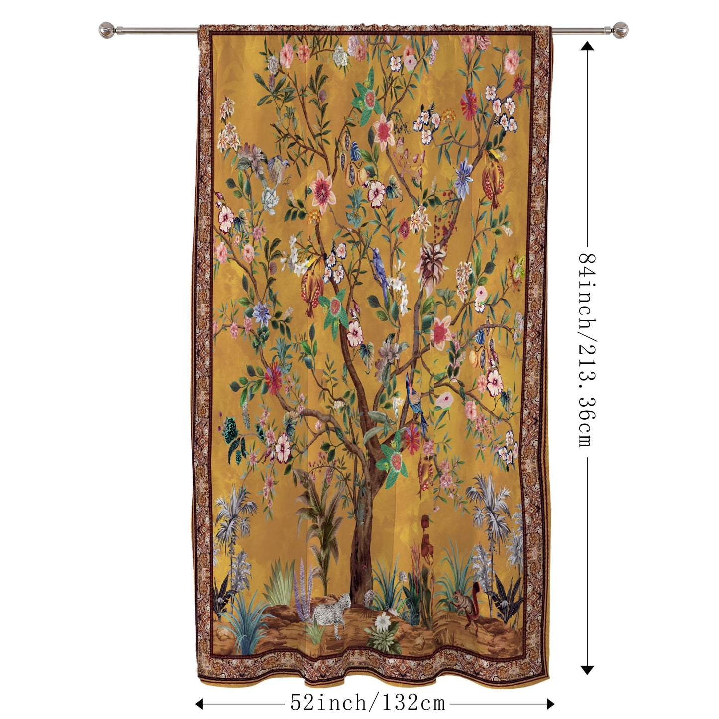 HMS Happy Memories Rod Pocket Door Curtains Thermal Insulated Room Darkening Curtains Blackout Floral Style Drapes Window Curtain 1 Panel for Living Room Bedroom Kitchen(Tree of Life 52"x 84")