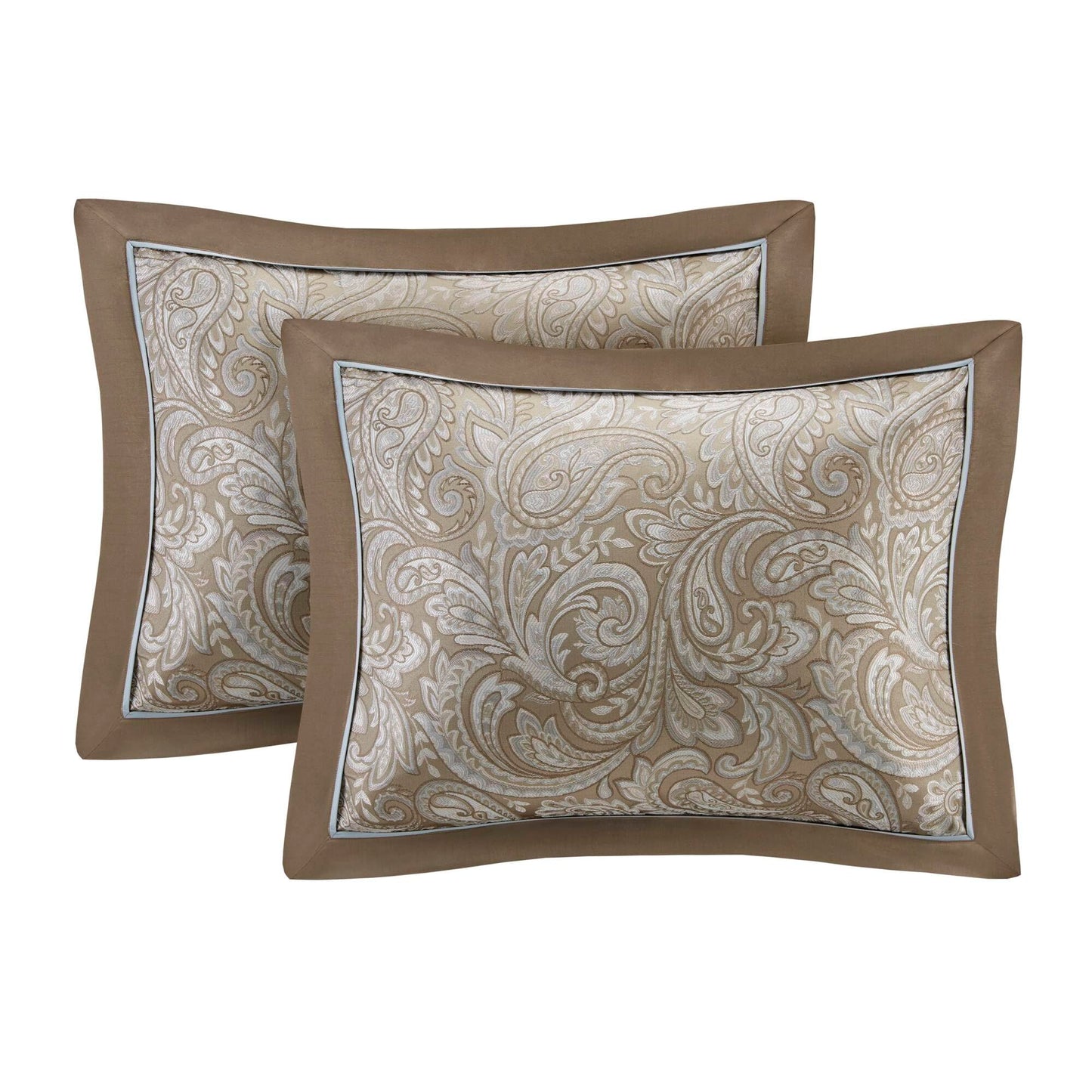 Madison Park Essentials Brystol 24 Piece Room in a Bag Faux Silk Comforter Jacquard Paisley Design Matching Curtains Down Alternative Hypoallergenic All Season Bedding-Set, Queen (90 in x 90 in), Blue