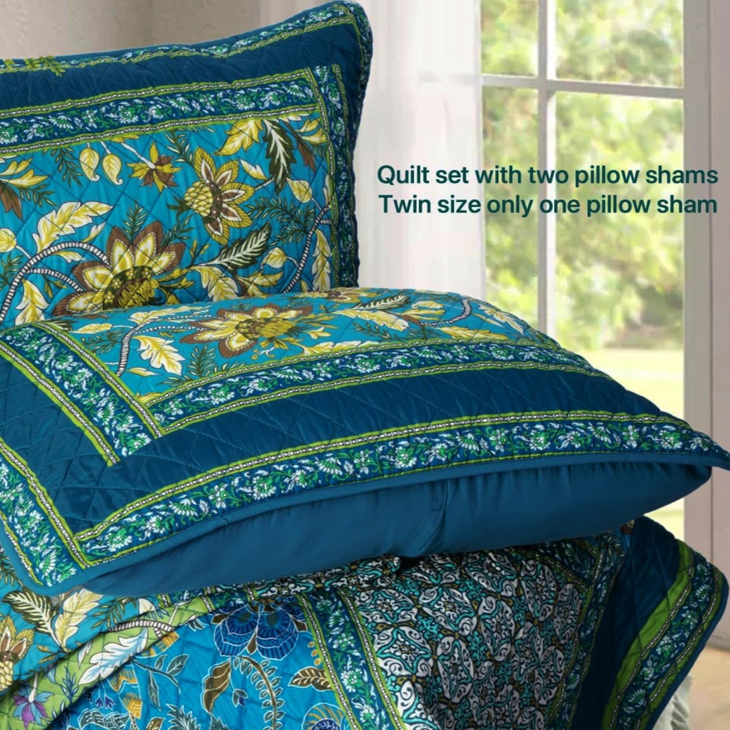 TEXSTEAD Queen Quilt Set - Washed Quilted Patchwork Comforter Coverlet, Lightweight Breathable Bedspread for All Seasons, Reversible 90"x90" with 2 Pillow Shams, Machine Washable