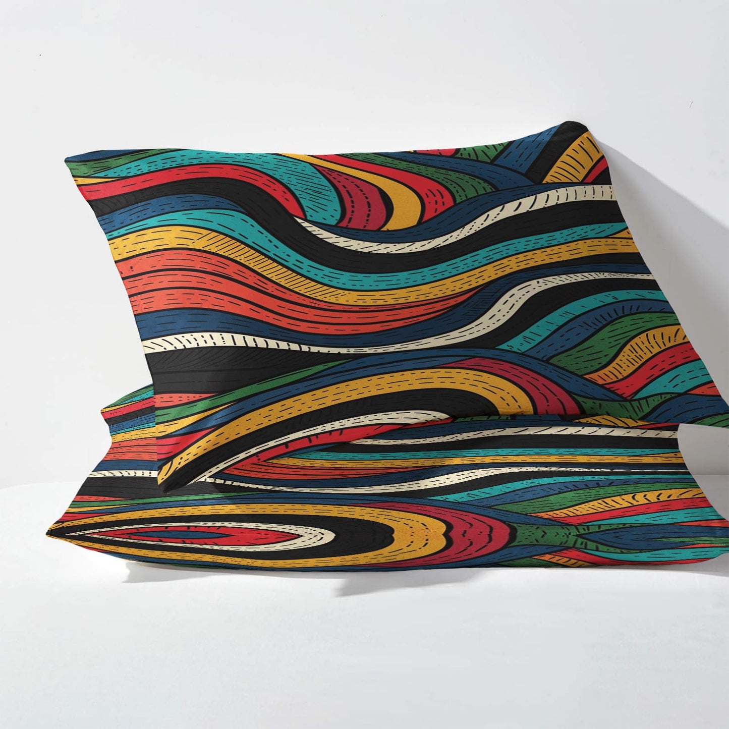 Psychedelic Sheets Full Size, Abstract Colorful Bed Sheets, Patterned Bedding Sheets & Pillowcases 4 Piece Set - Soft Microfiber Deep Pocket Fitted Sheet & Flat Sheet & 2 Pillow Cases M&-A334